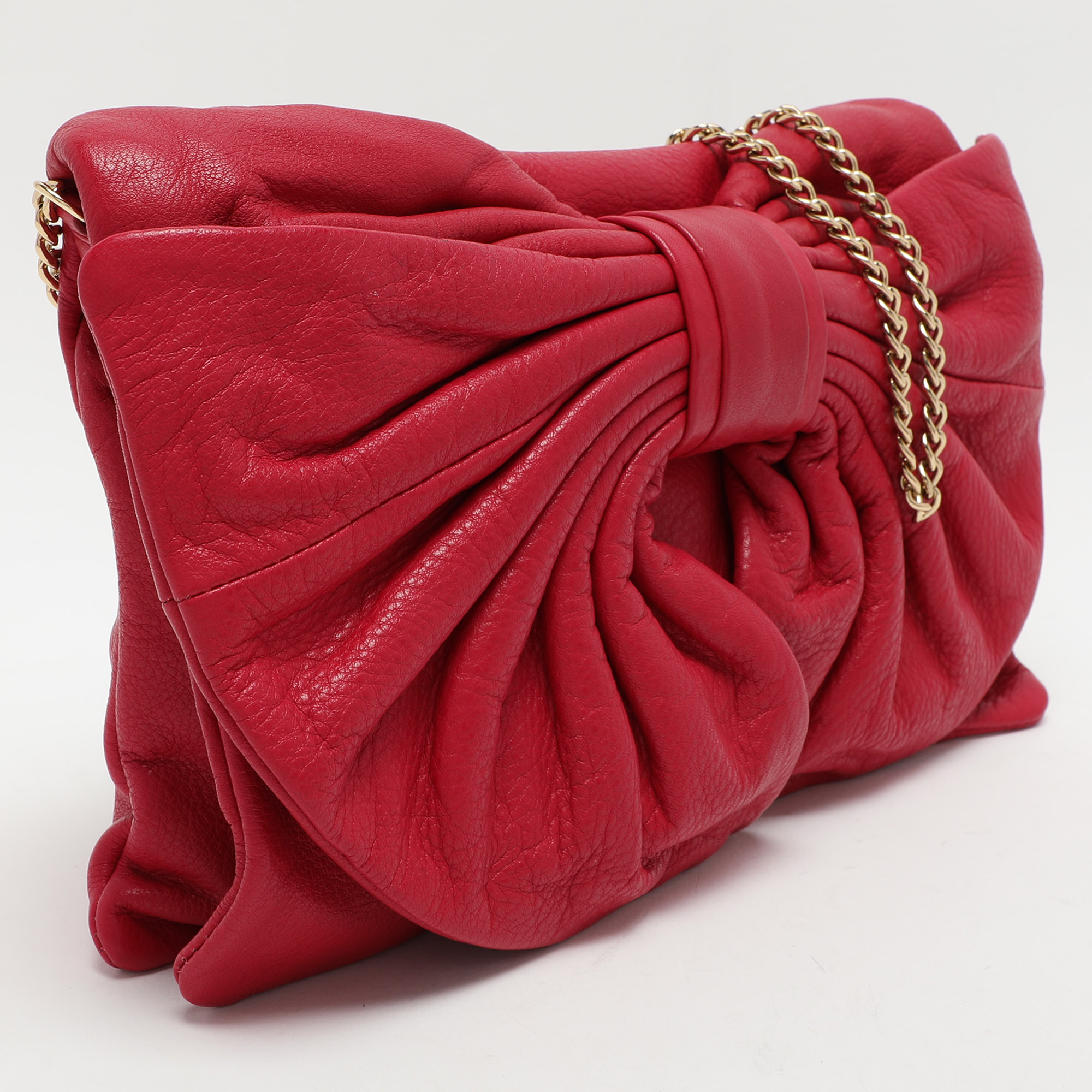 RED Valentino Red Leather Bow Flap Shoulder Bag