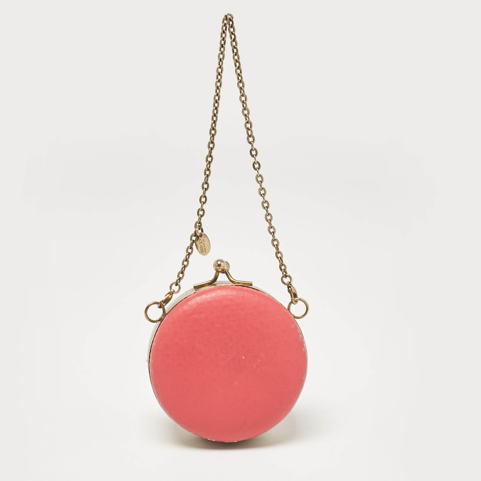 RED Valentino Multicolor Straw And Leather Daisy Round Chain Purse