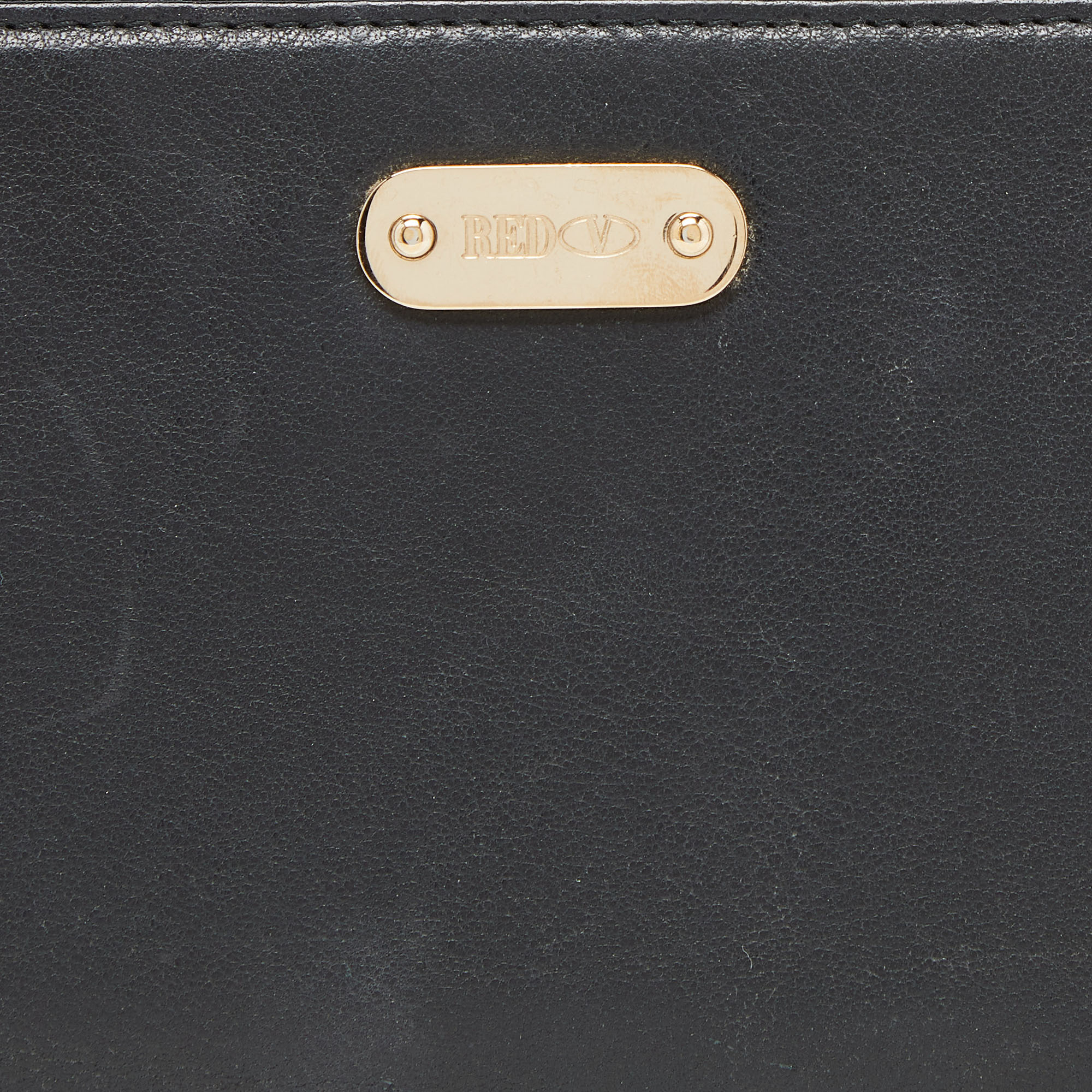 RED Valentino Black Leather Zip Around Wallet