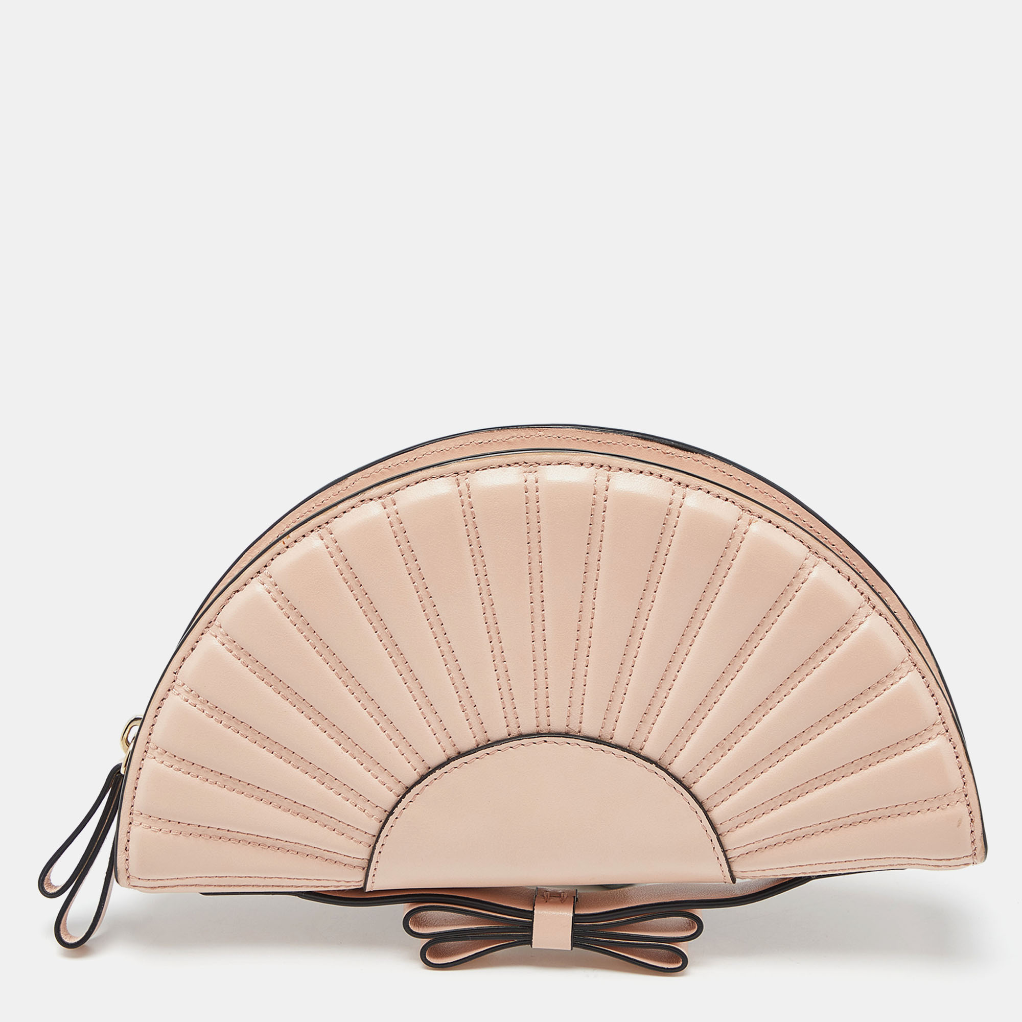 RED Valentino Peach Leather Bow Shell Clutch