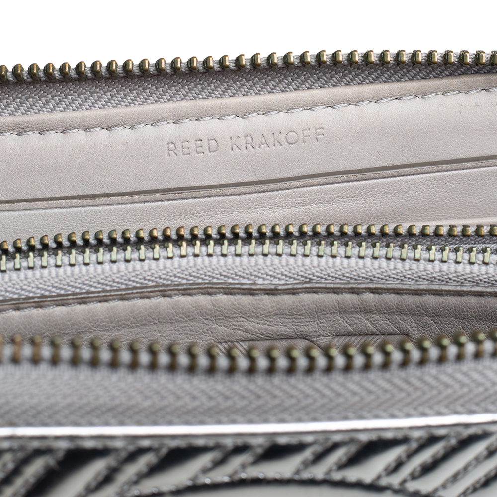 Reed Krakoff Silver Leather Zip Around Wallet