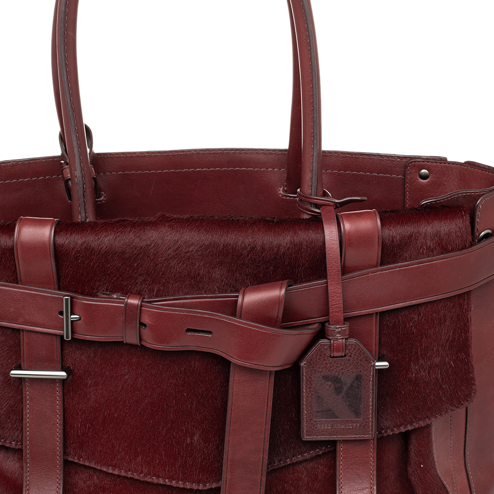 Reed Krakoff Burgundy Calf Hair And Leather Boxer Tote