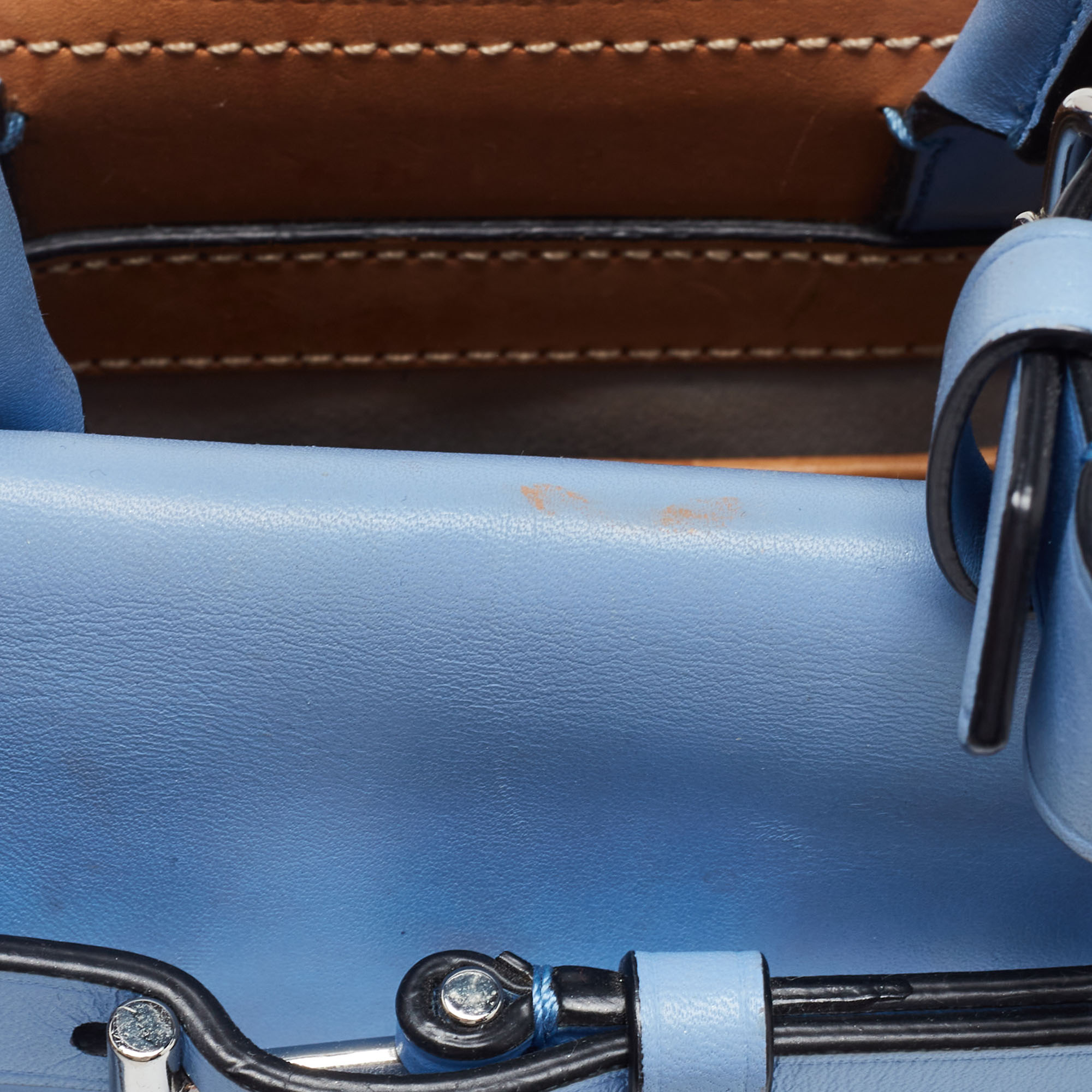 Reed Krakoff Blue Leather Micro Boxer Tote