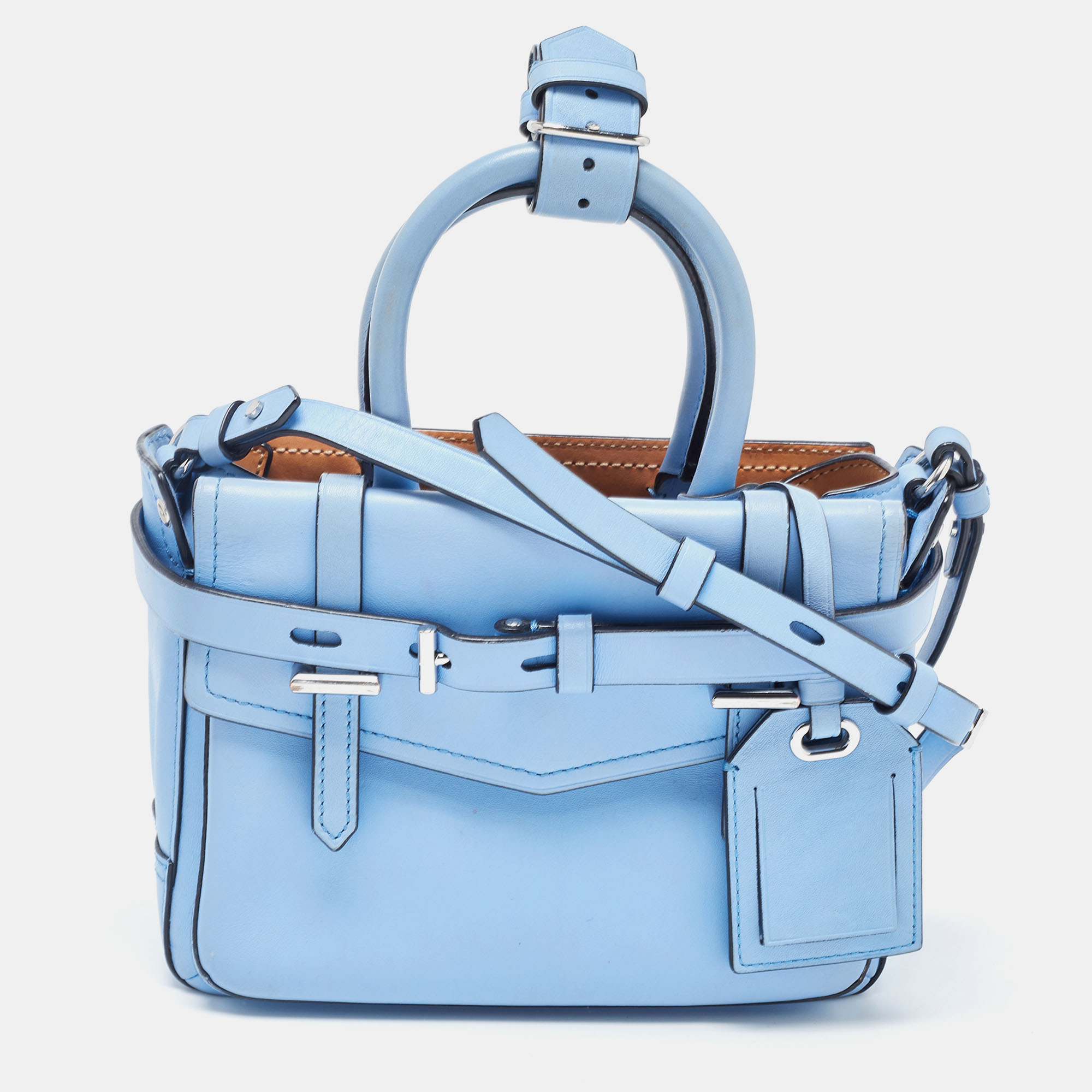 Reed Krakoff Blue Leather Micro Boxer Tote