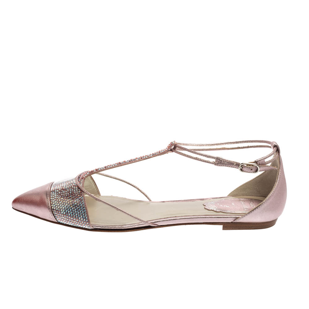 Rene Caovilla Metallic Pink Leather PVC And Glitter Opera Flats Size
Rene Caovilla Metallic Pink Leather PVC And Glitter Opera Flats Size