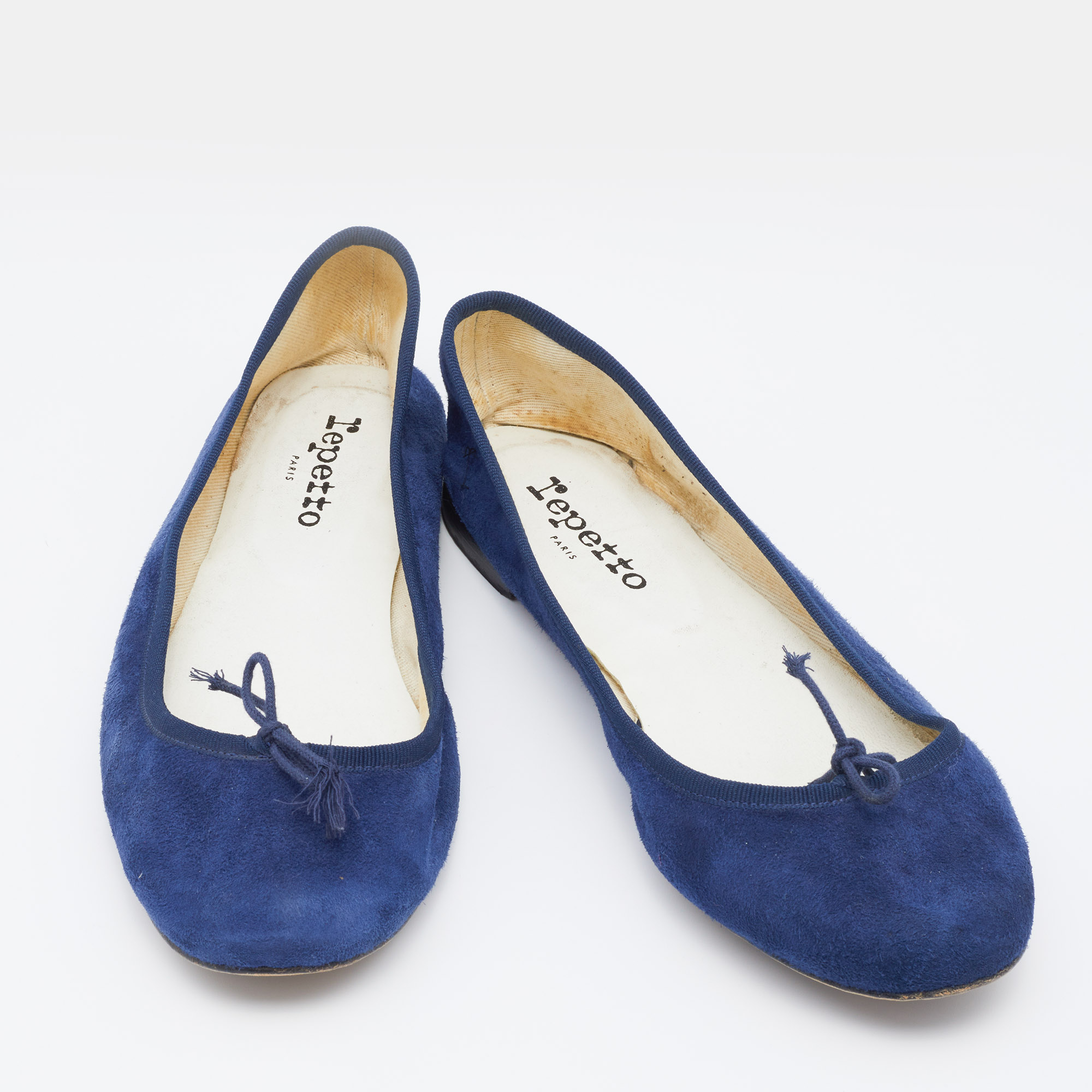 Repetto Navy Blue Suede Bow Ballet Flats Size 41
