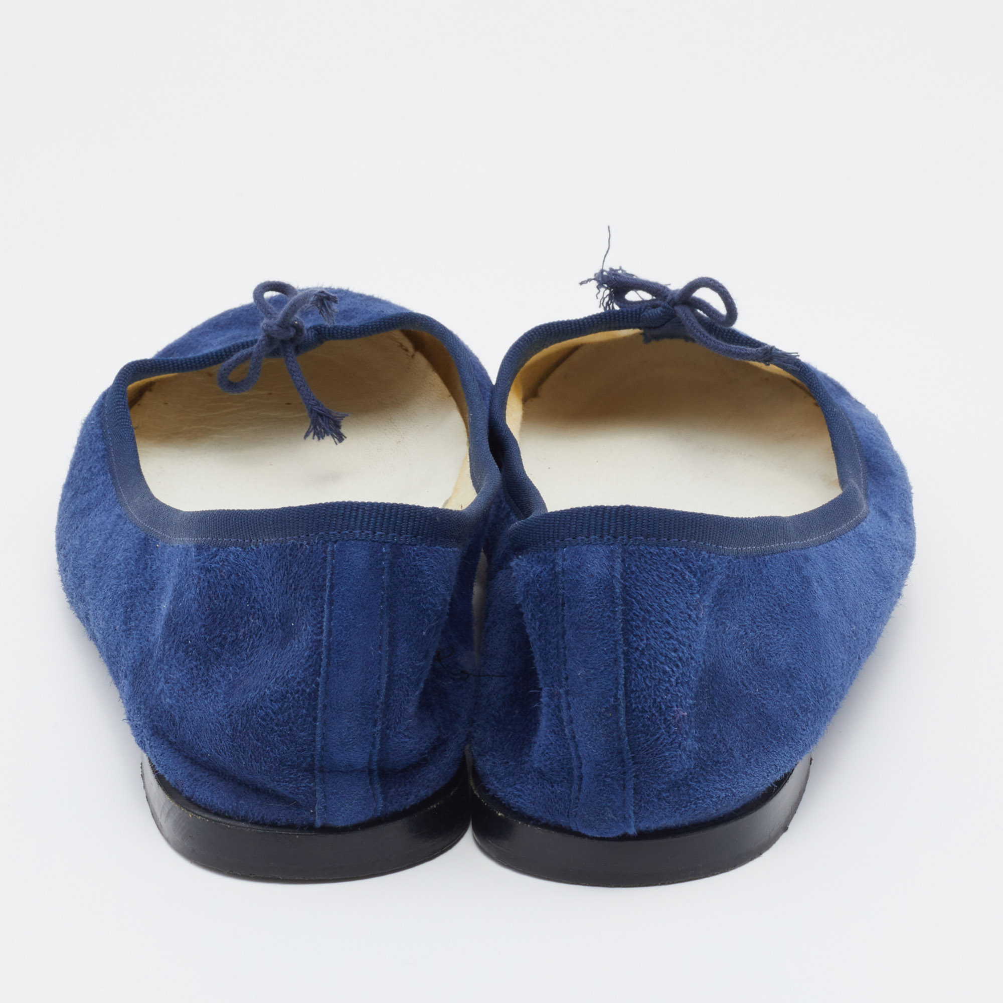Repetto Navy Blue Suede Bow Ballet Flats Size 41