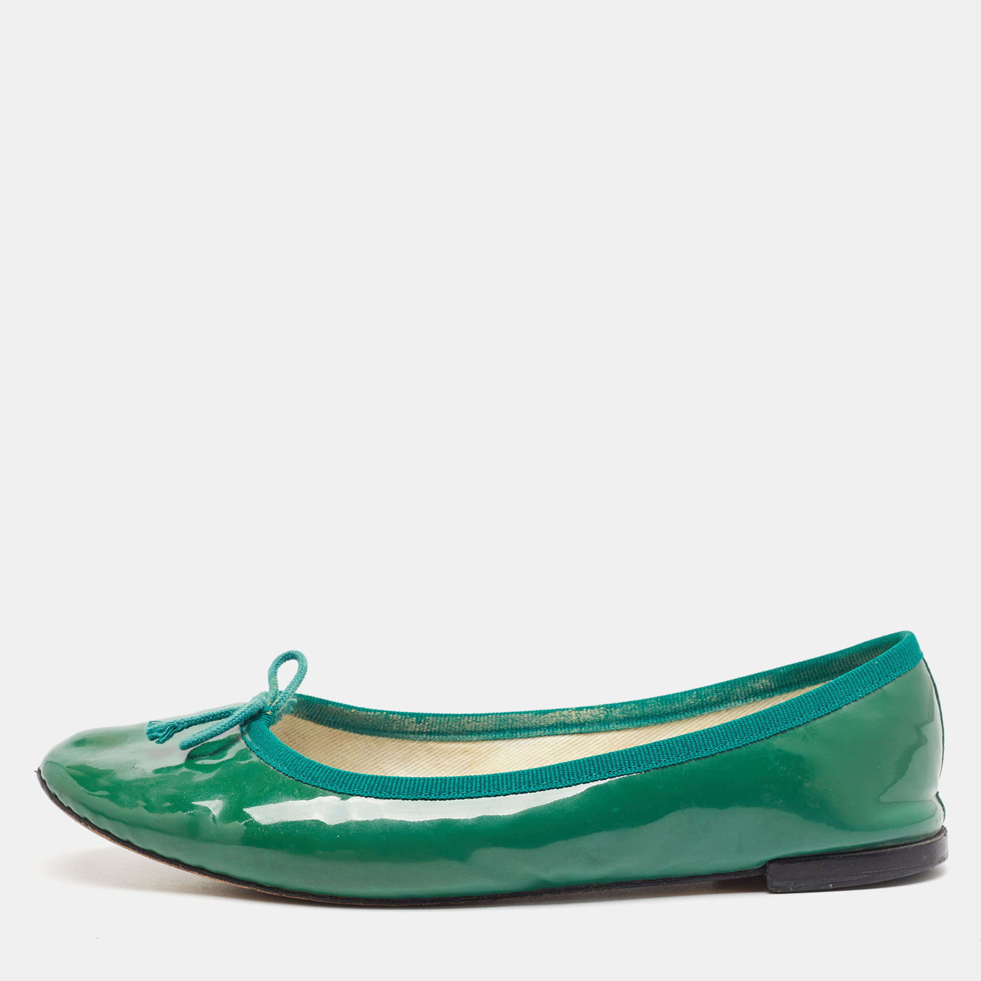 Repetto green patent leather bow ballet flats size 38