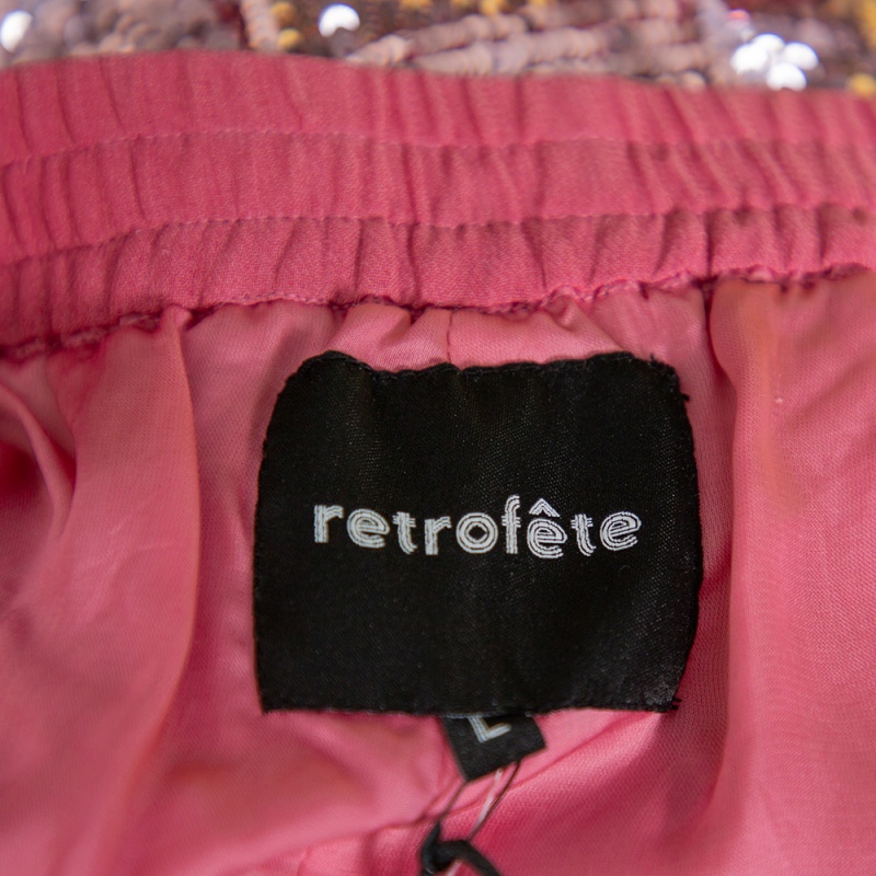 Retrofete Pink Sequin Embellished Chiffon Joggers L