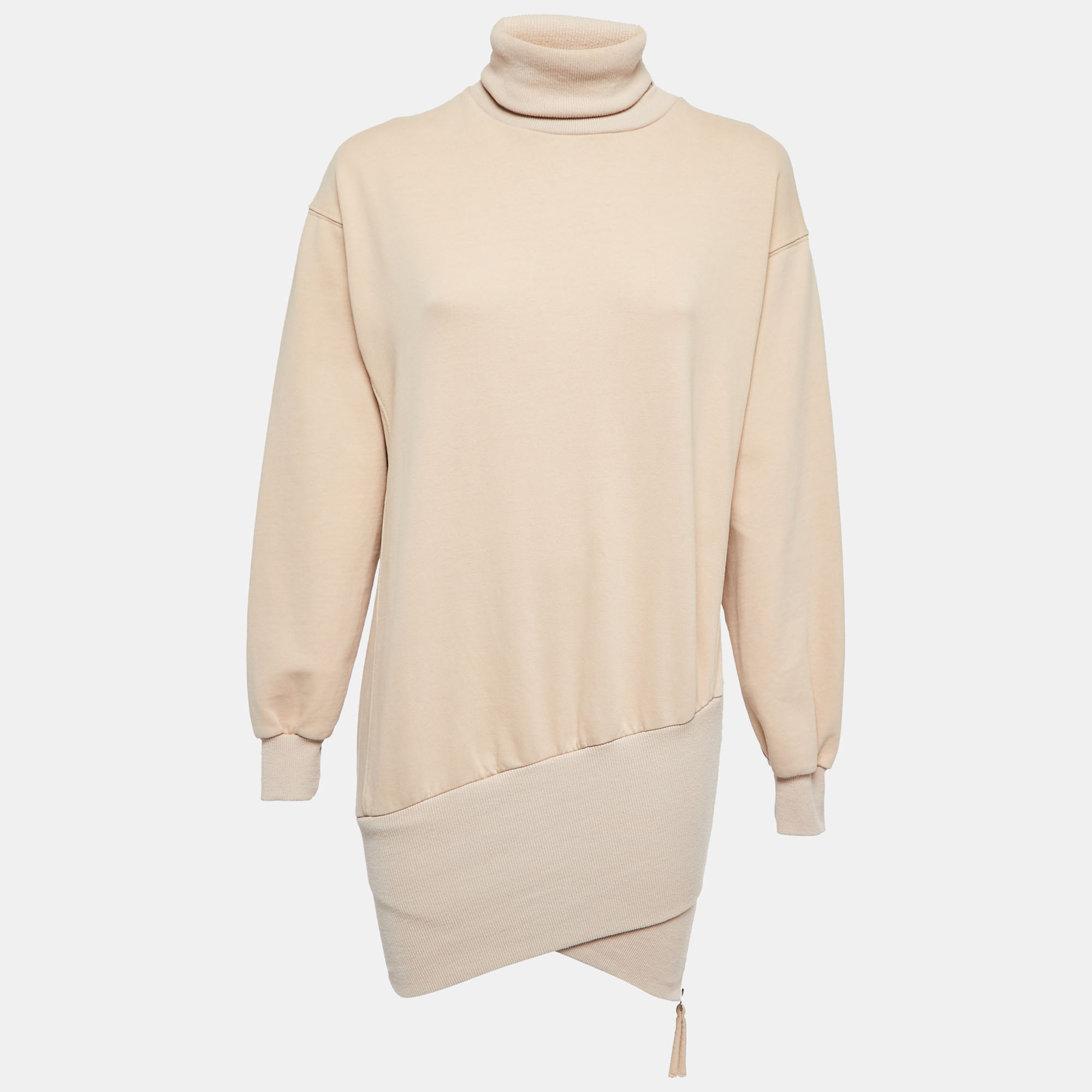 Retrofete beige cotton charlotte sweatshirt mini dress xs