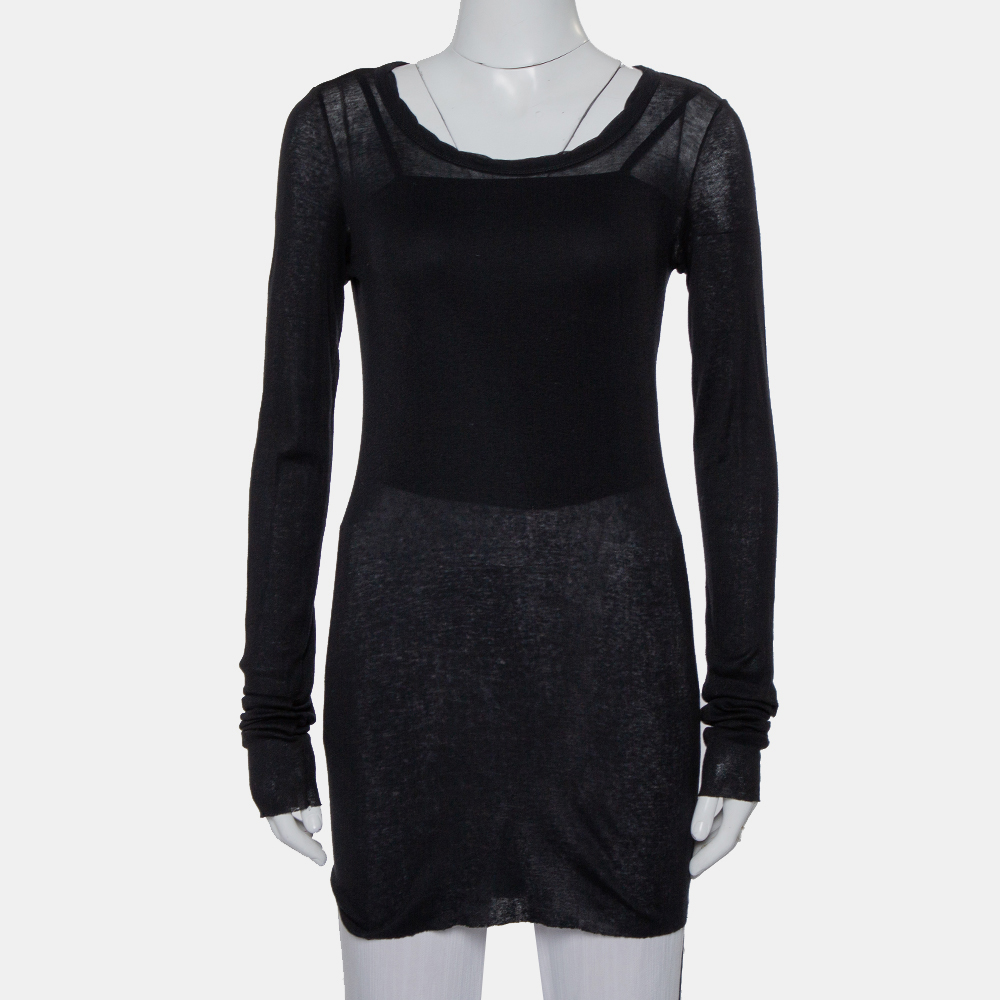 Rick owens black knit forever tunic top m