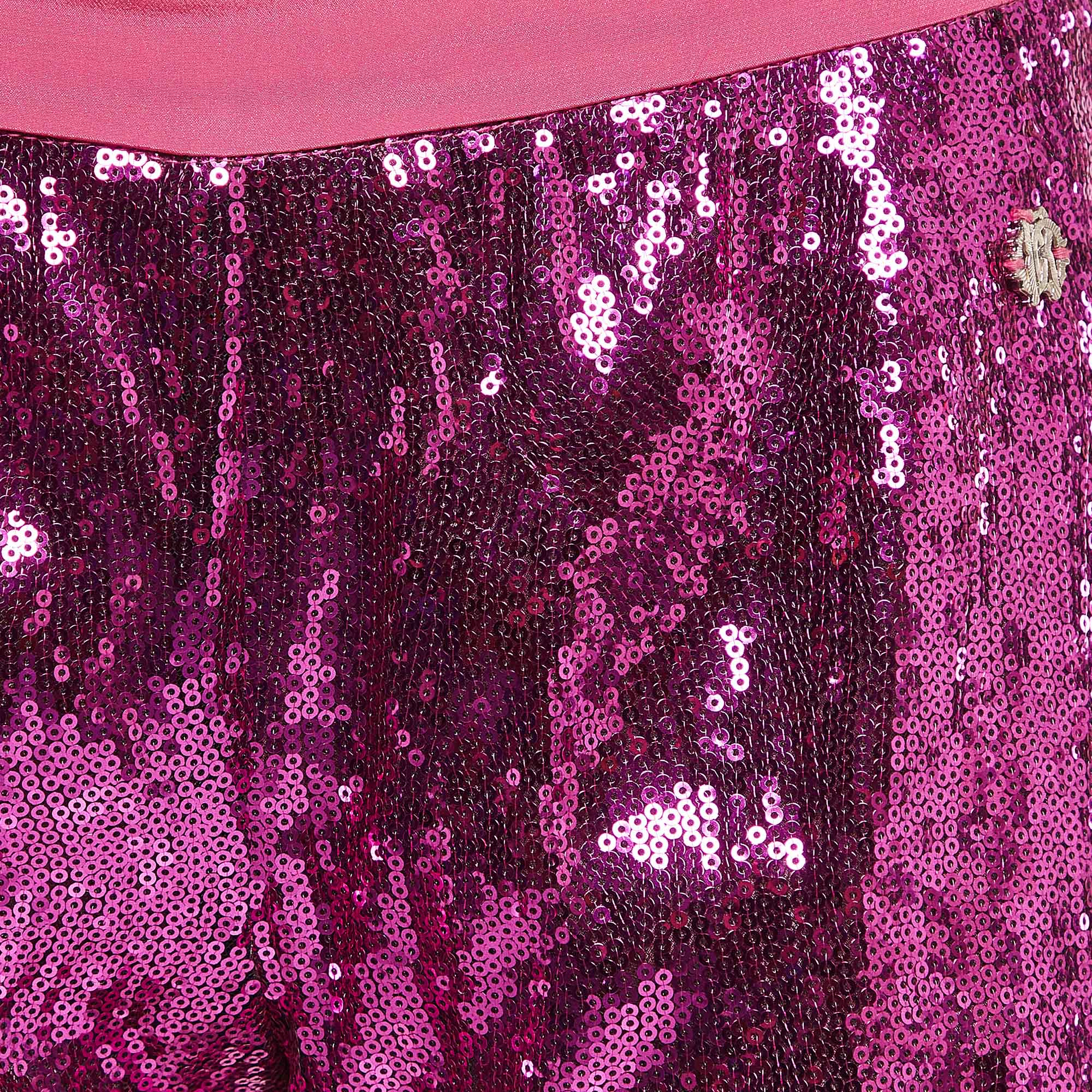 Roberto Cavalli Pink Sequin Shorts XS