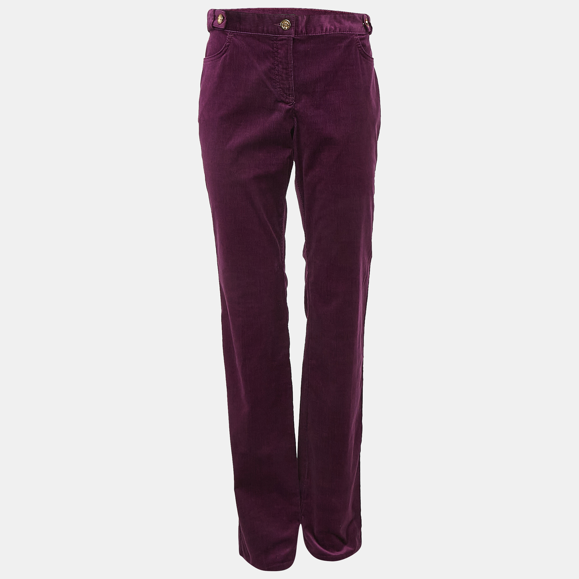 Roberto Cavalli Purple Corduroy Wide Leg Trousers M