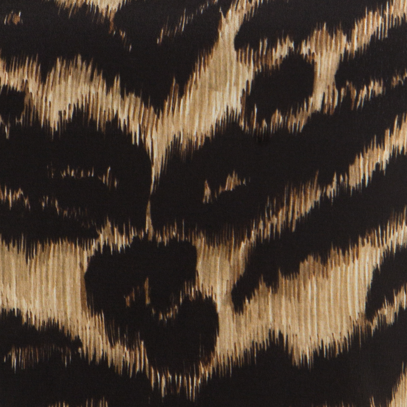 Roberto Cavalli Black And Brown Animal Printed Silk Pleated Sleeveless Dress S