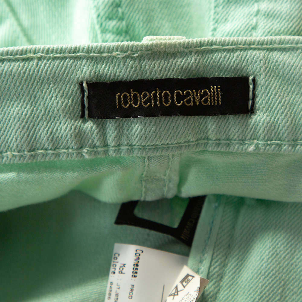 Roberto Cavalli Light Green Denim Straight Leg Jeans L