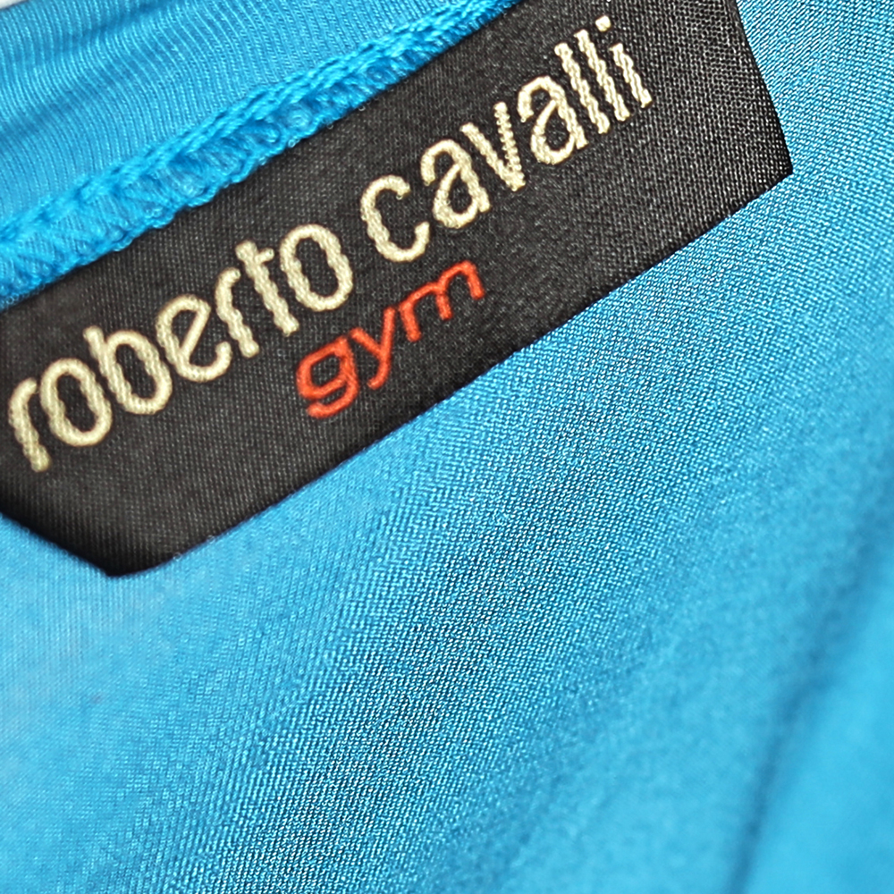 Roberto Cavalli Gym Blue Printed Jersey Tank Top S