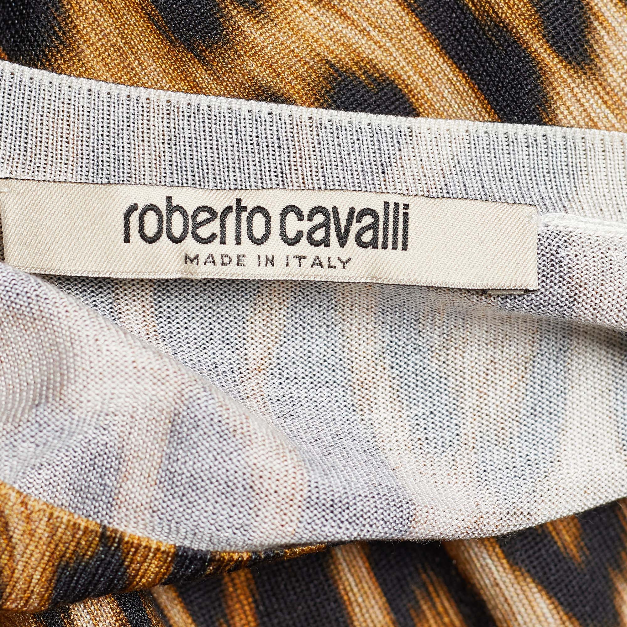 Roberto Cavalli Brown Leopard Print Knit Tank Top S
