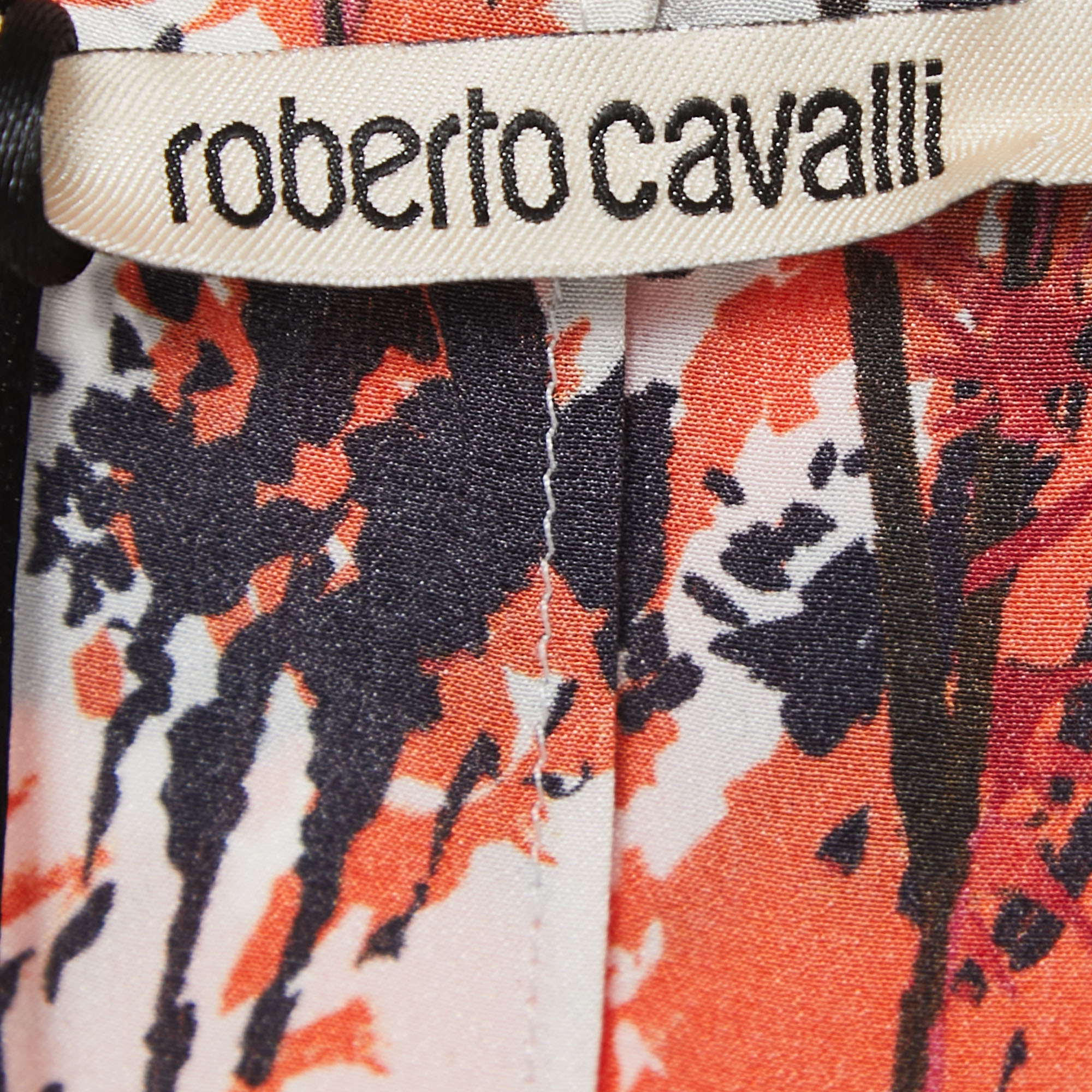 Roberto Cavalli Multicolor Printed Silk Chiffon Maxi Dress M