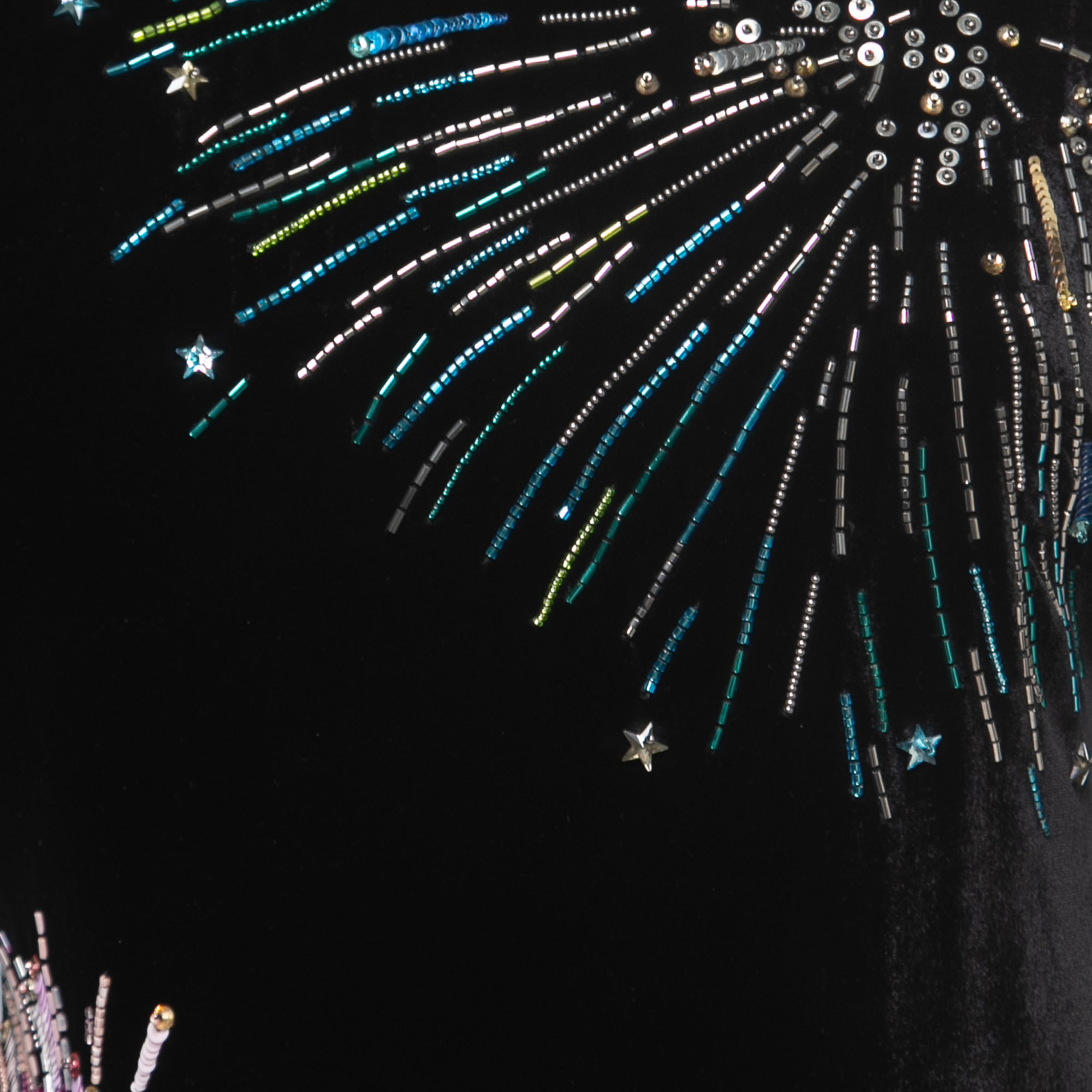 Roberto Cavalli Black Firework Embellished Velvet Mini Dress M