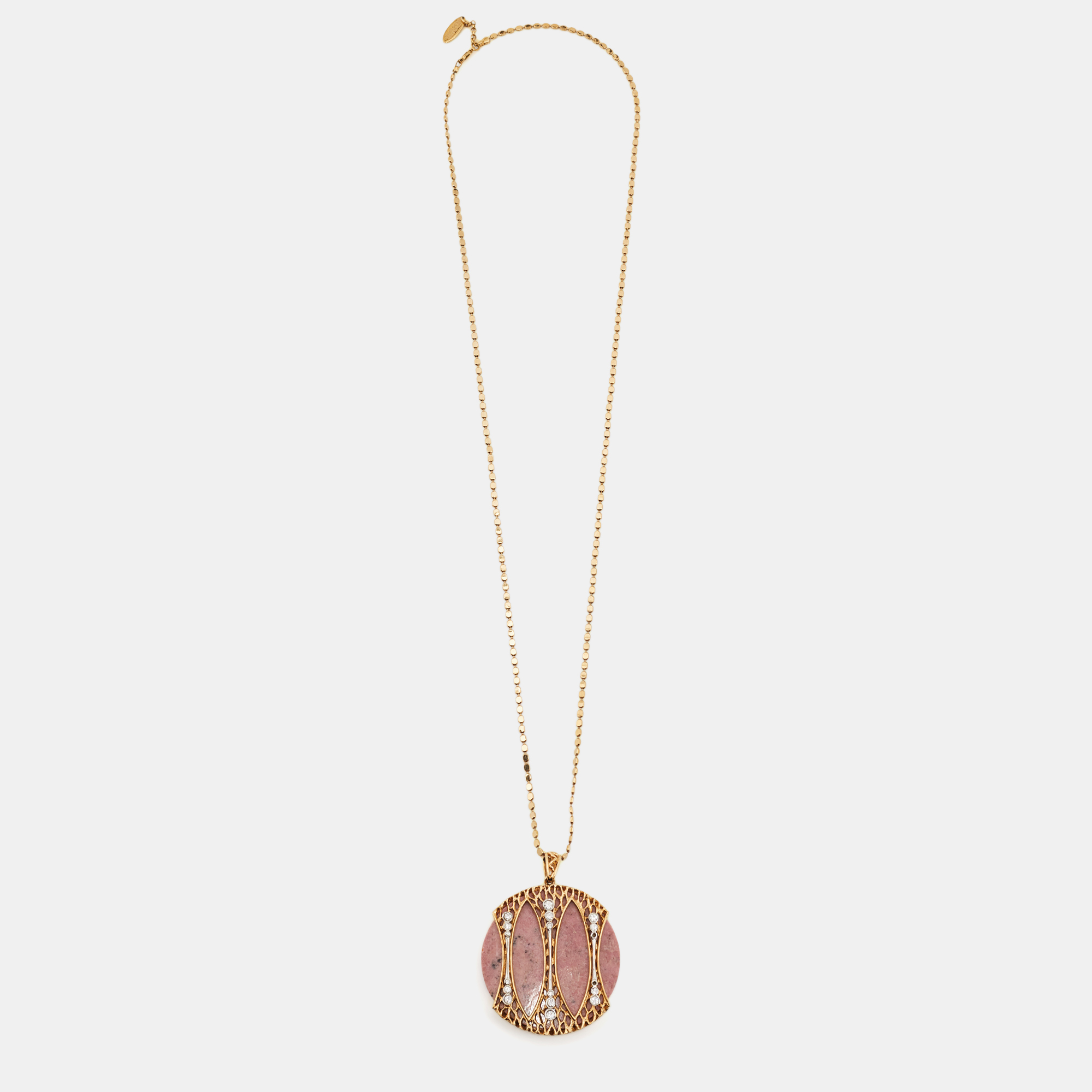 Roberto Cavalli Pink Marble Crystal Two Tone Necklace