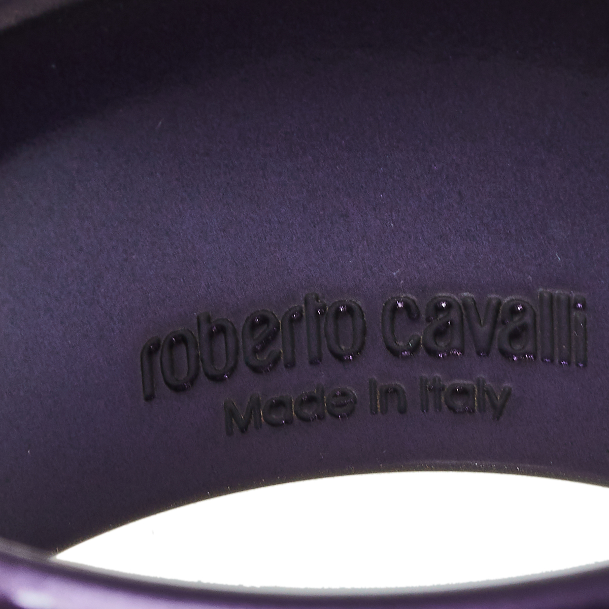 Roberto Cavalli Purple Medallion Wide Bangle Bracelet