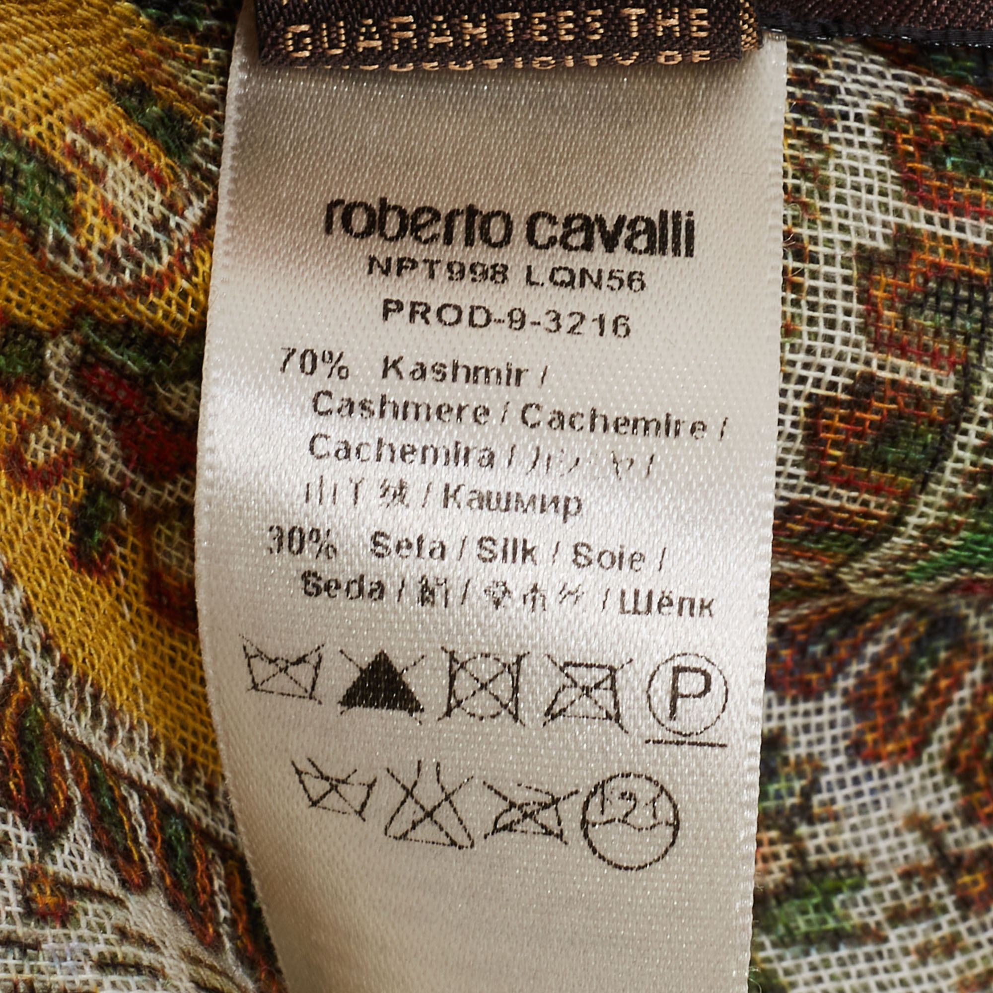 Roberto Cavalli Multicolor Printed Cashmere Fringed Scarf