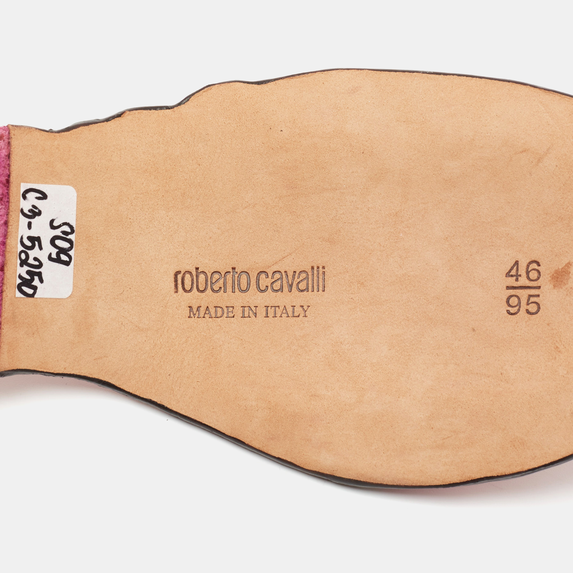 Roberto Cavalli Pink Crocodile Back Horn Waist Belt