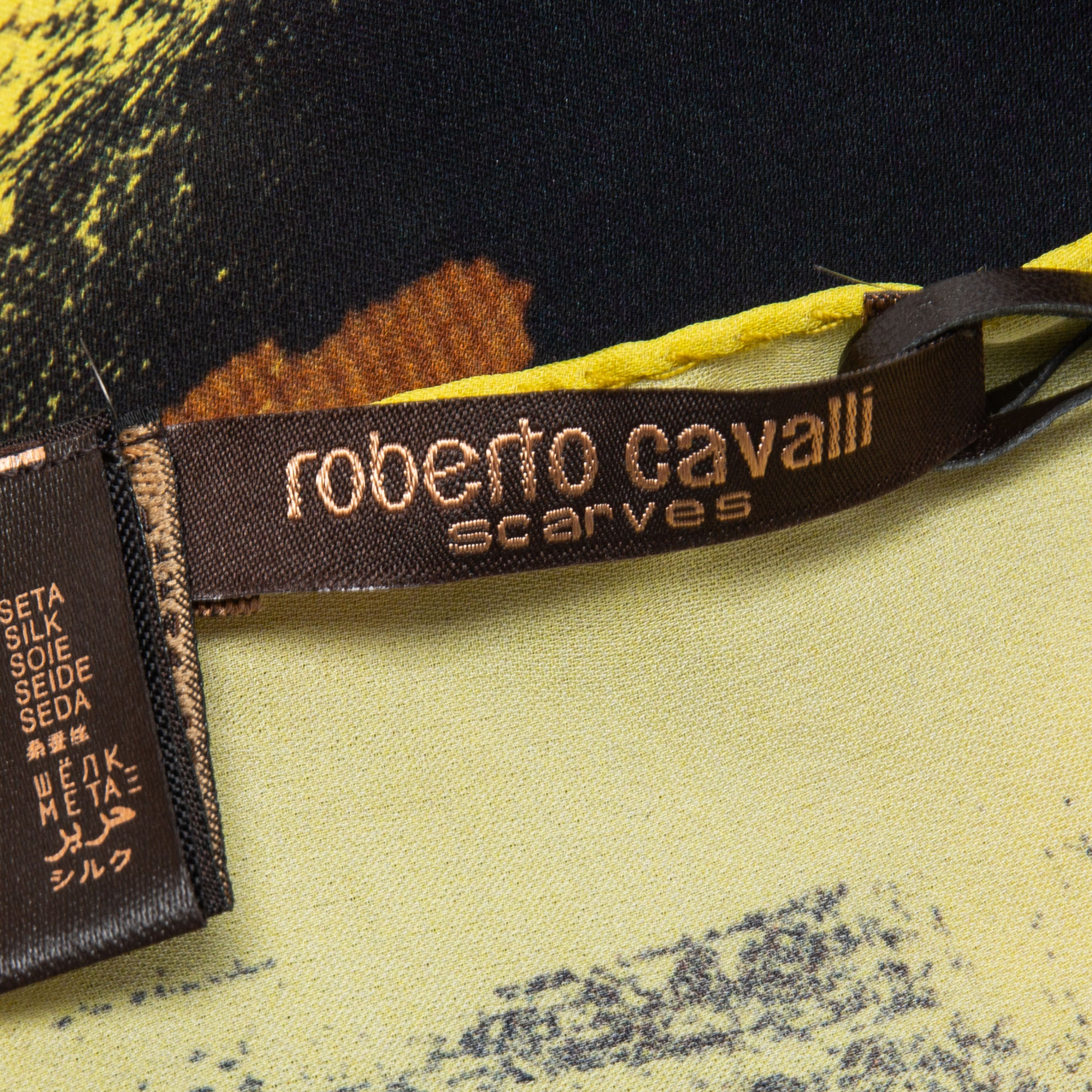 Roberto Cavalli Multicolor Camouflage Print Silk Shawl