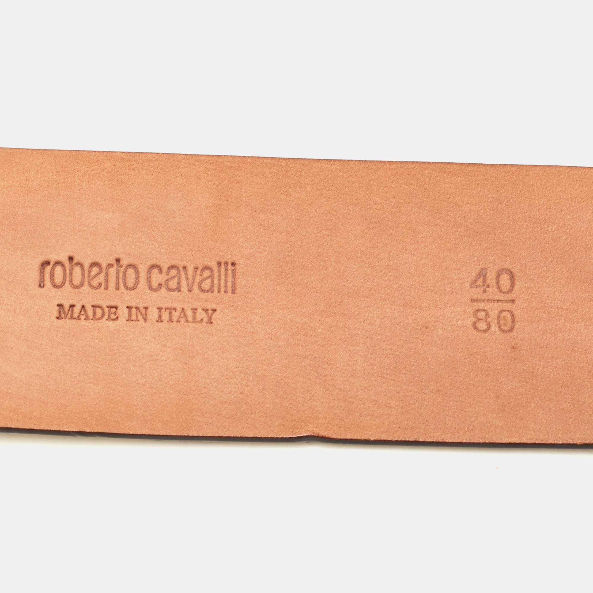 Roberto Cavalli White Python RC Logo Belt 80CM
