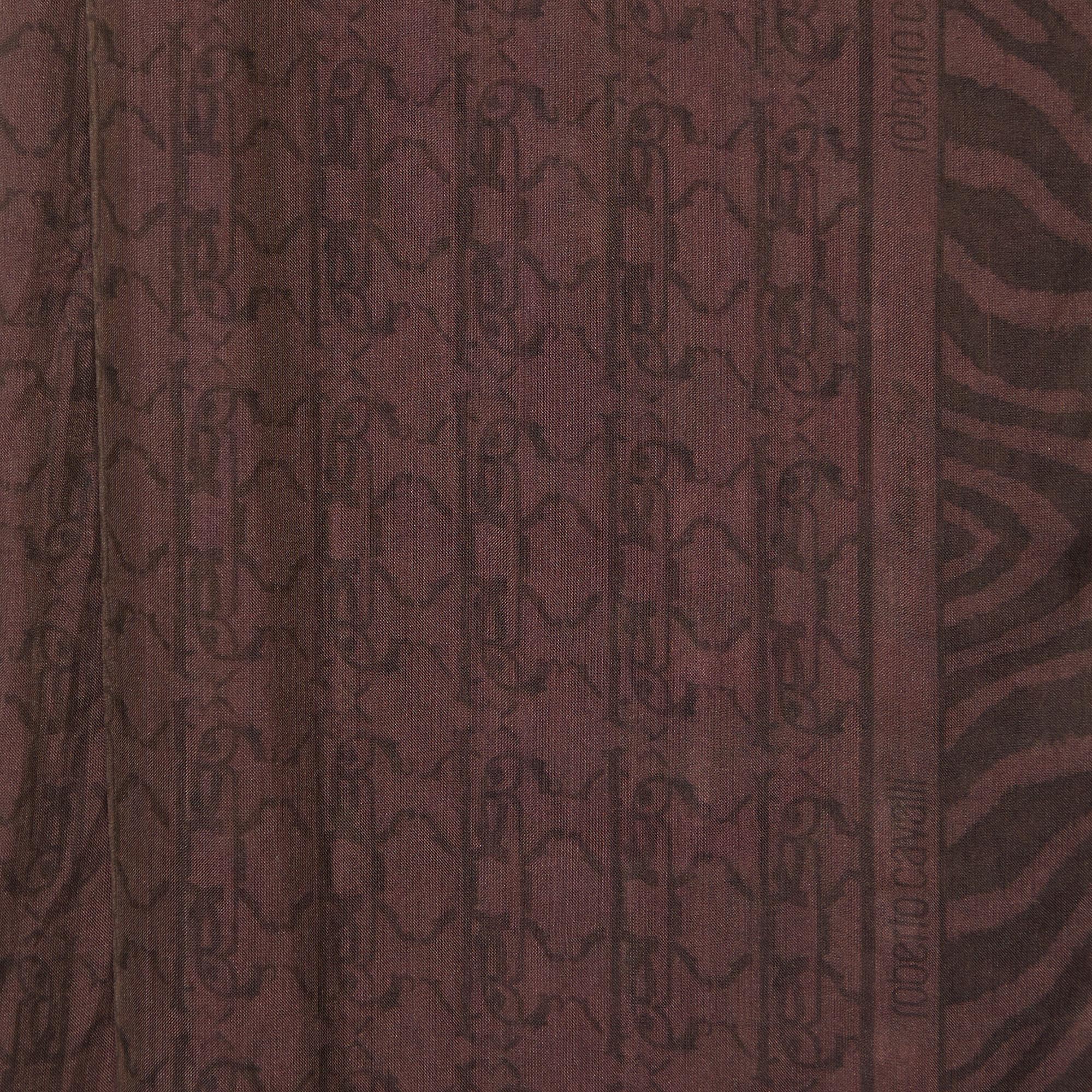 Roberto Cavalli Burgundy Printed Silk Stole