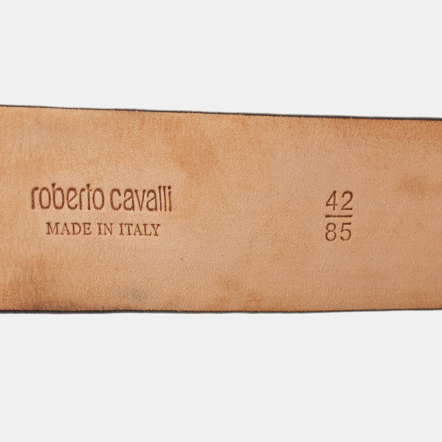 Roberto Cavalli Black Croc Embossed Leather Logo Buckle Belt 85CM