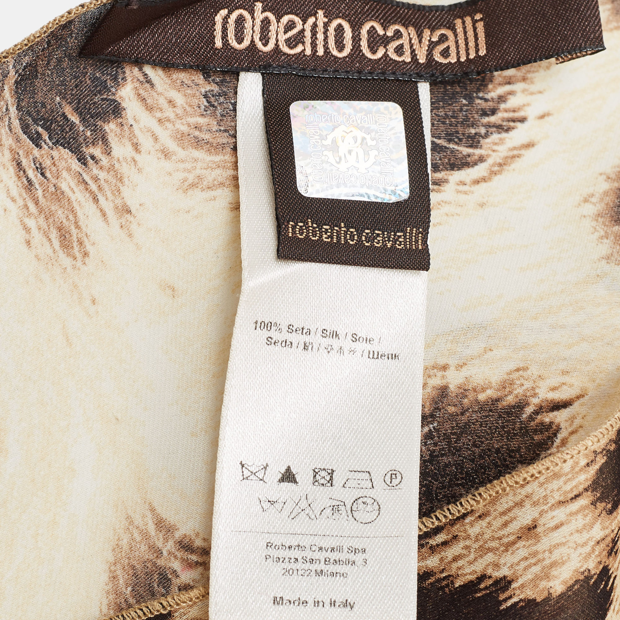 Roberto Cavalli Beige Animal Print Silk Stole