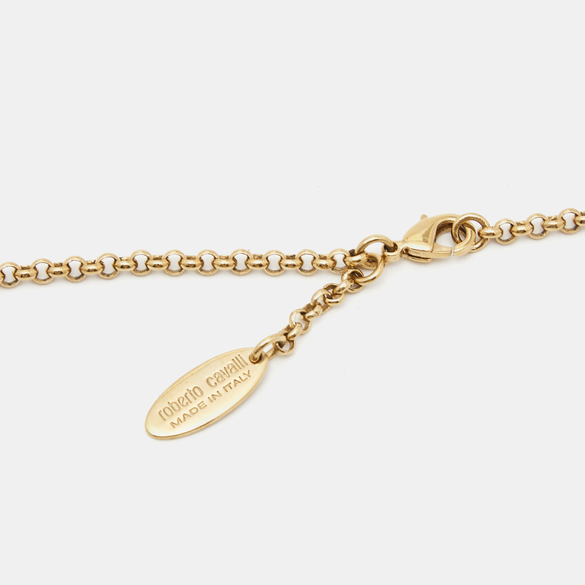 Robero Cavalli Heart Crystals Gold Tone Necklace