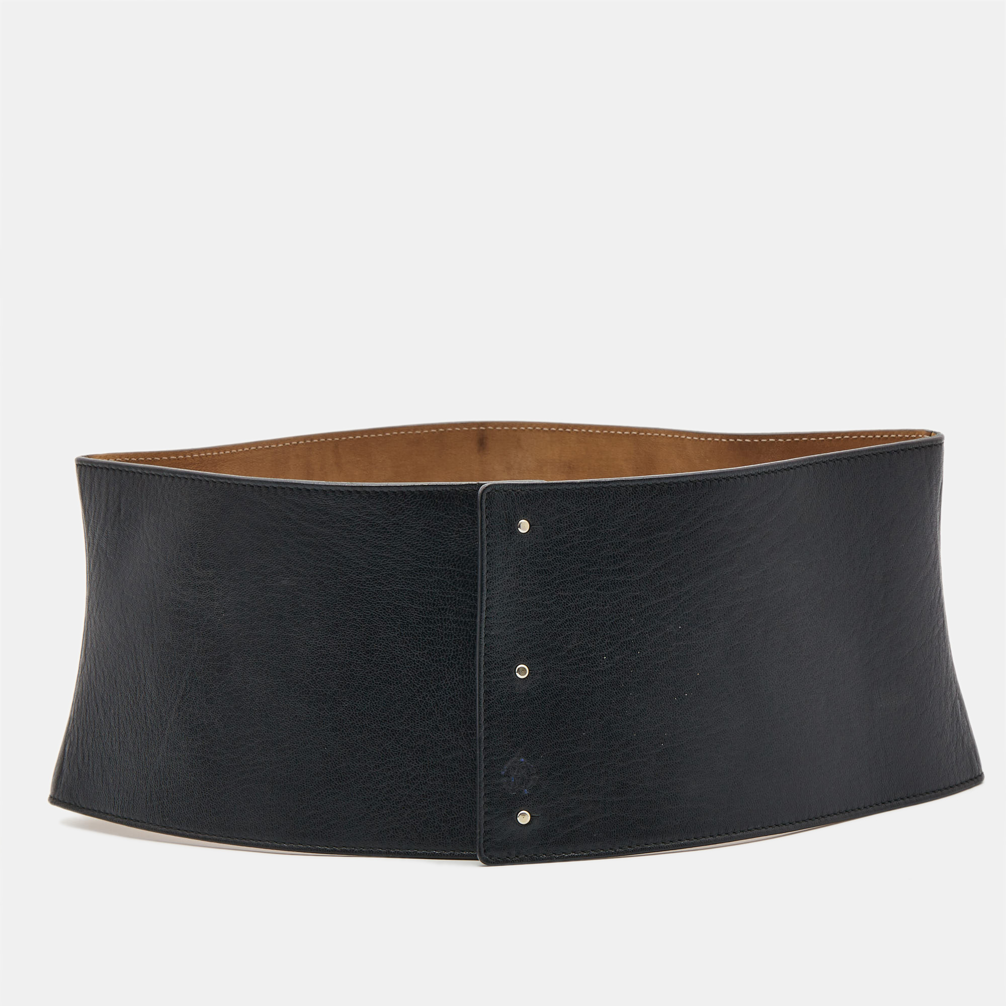 Roberto cavalli black snake embossed leather wide waist belt 70cm