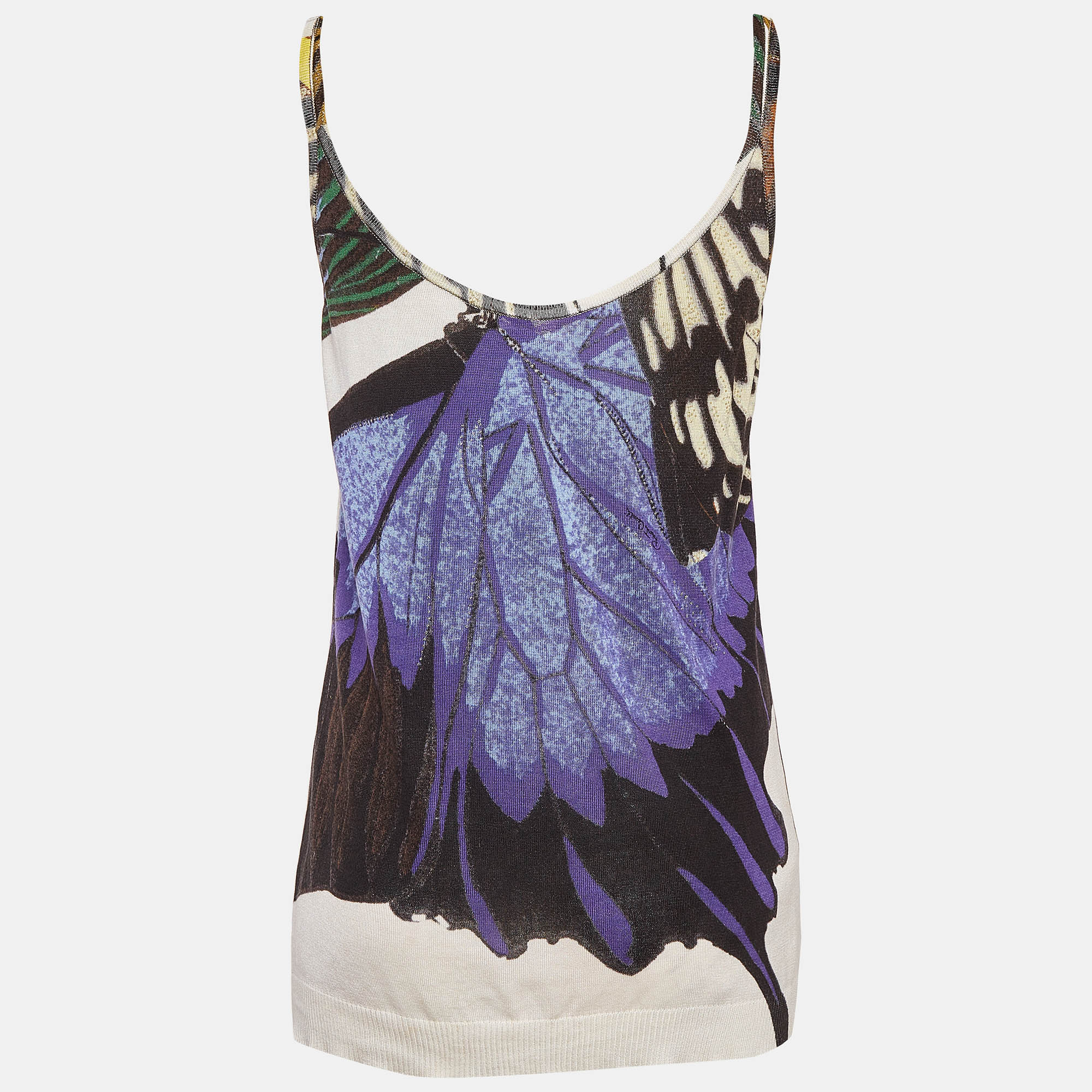 Roberto Cavalli Multicolor Butterfly Print Knit Cami Top M