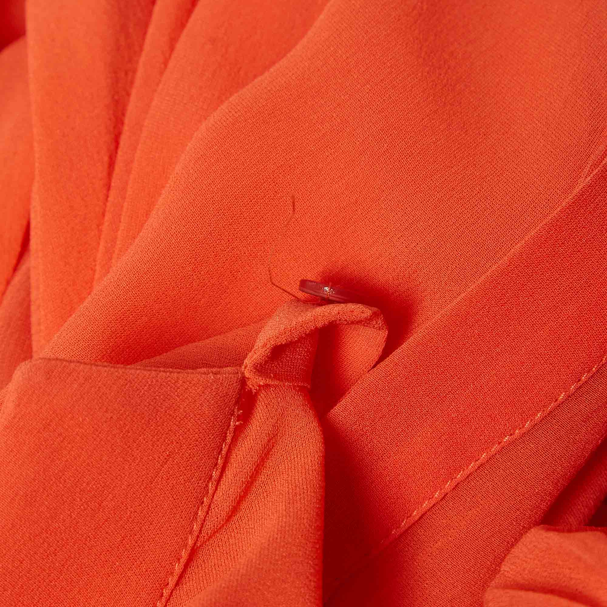 Roberto Cavalli Light Orange Silk Pleated Blouse L