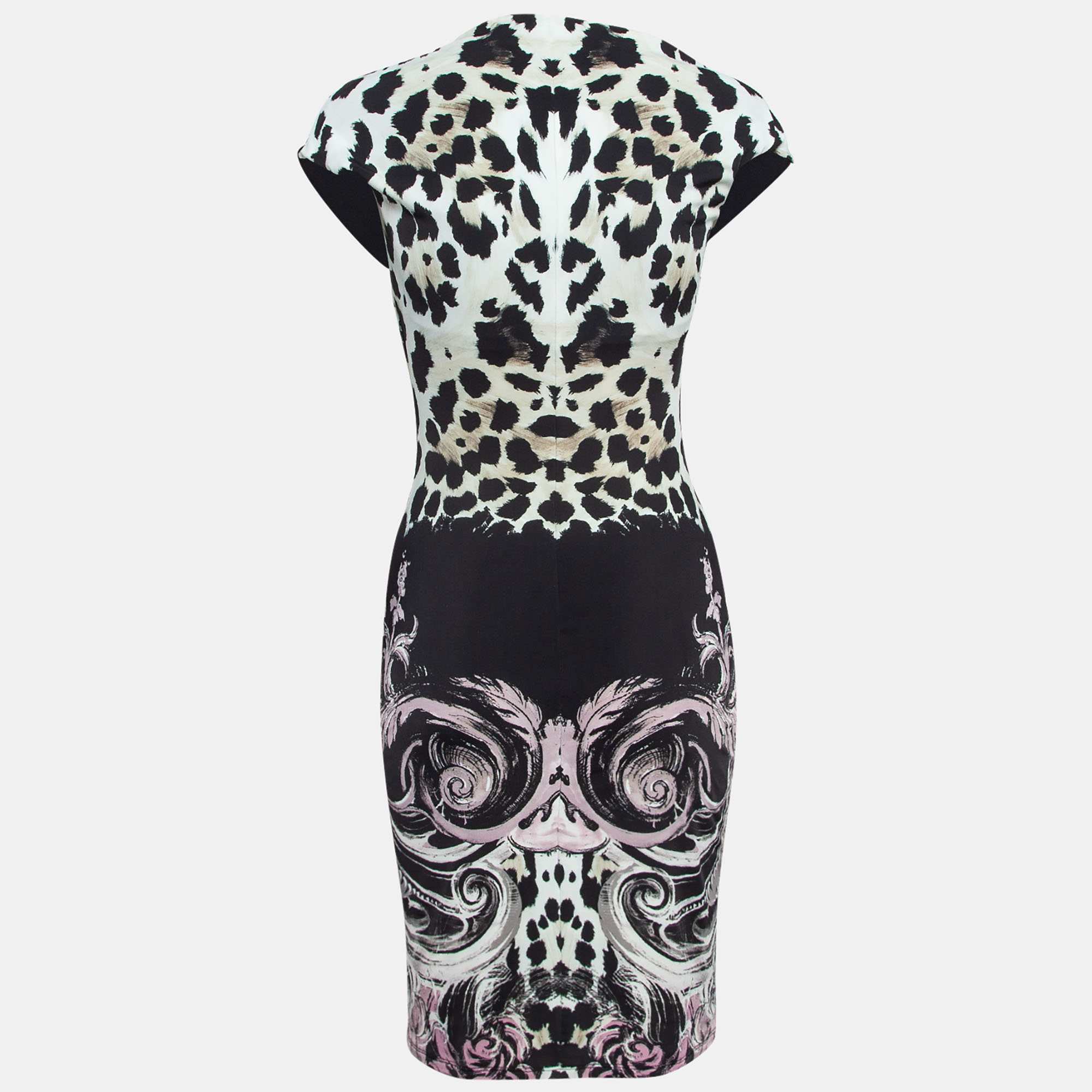 Roberto Cavalli Black Animal Print Jersey Sleeveless Short Dress M