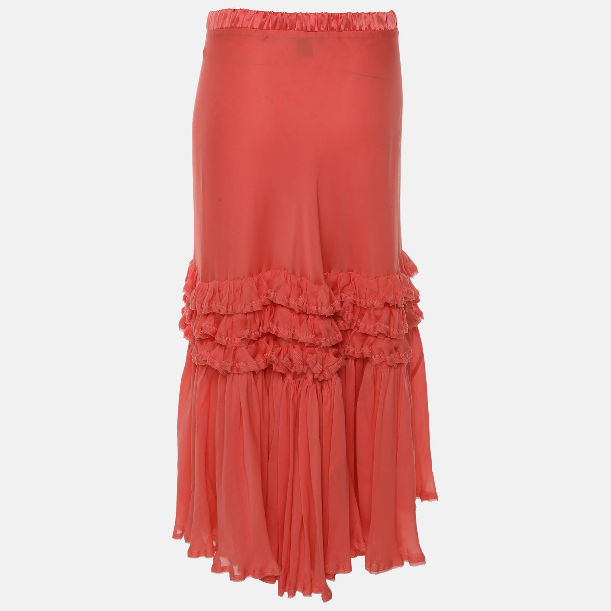 Roberto Cavalli Pink Silk Maxi Skirt S