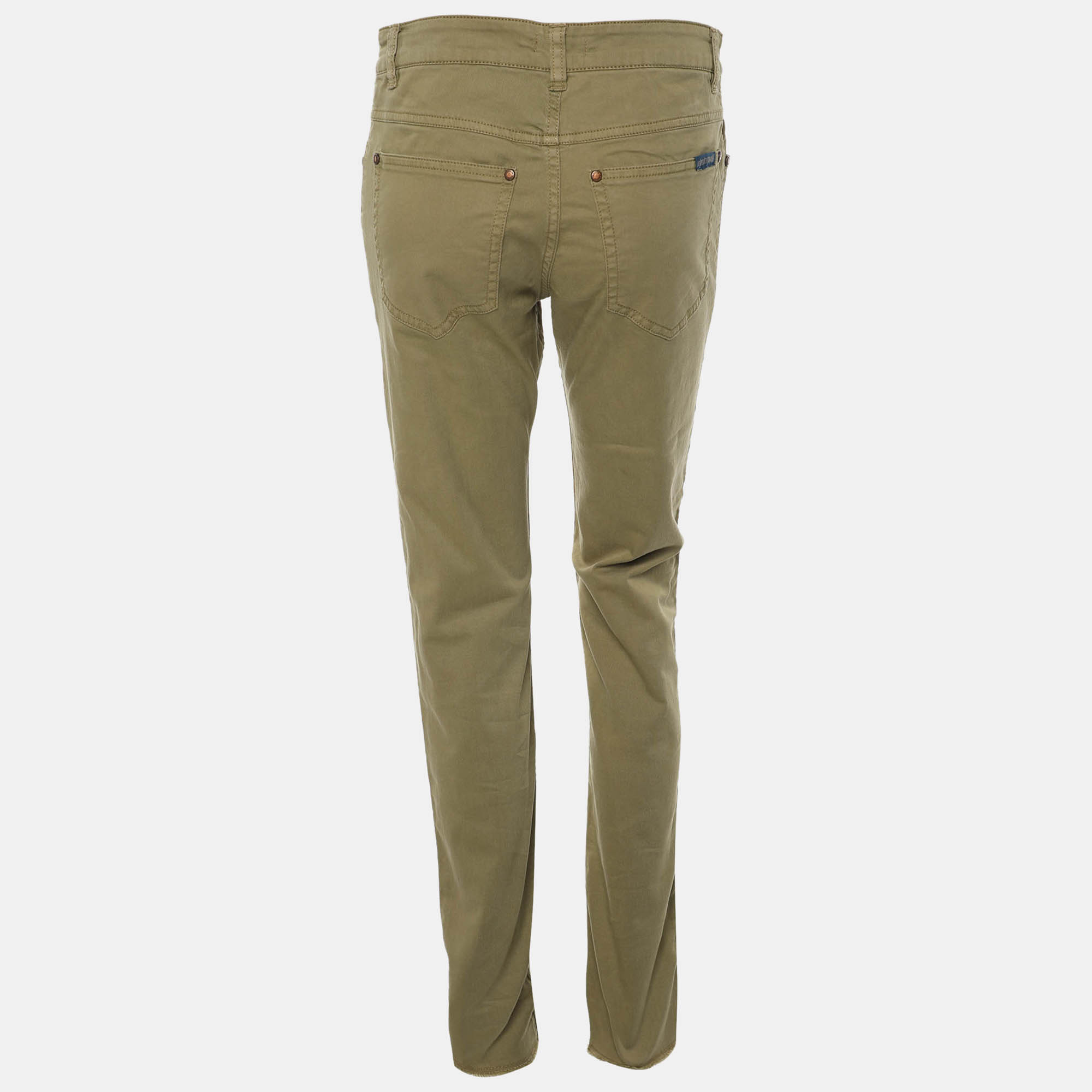 Roberto Cavalli Olive Green Ripped Denim Jeans XS