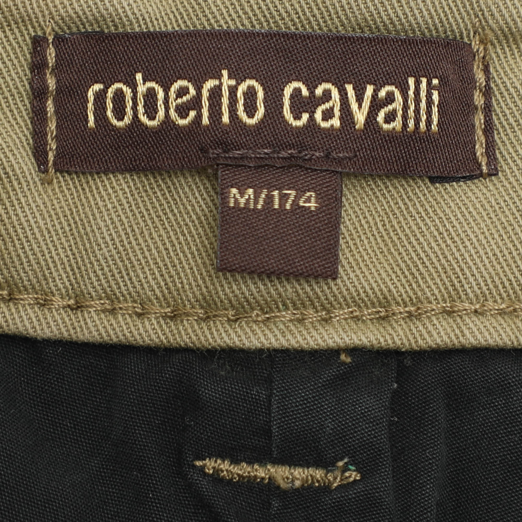 Roberto Cavalli Olive Green Ripped Denim Jeans XS