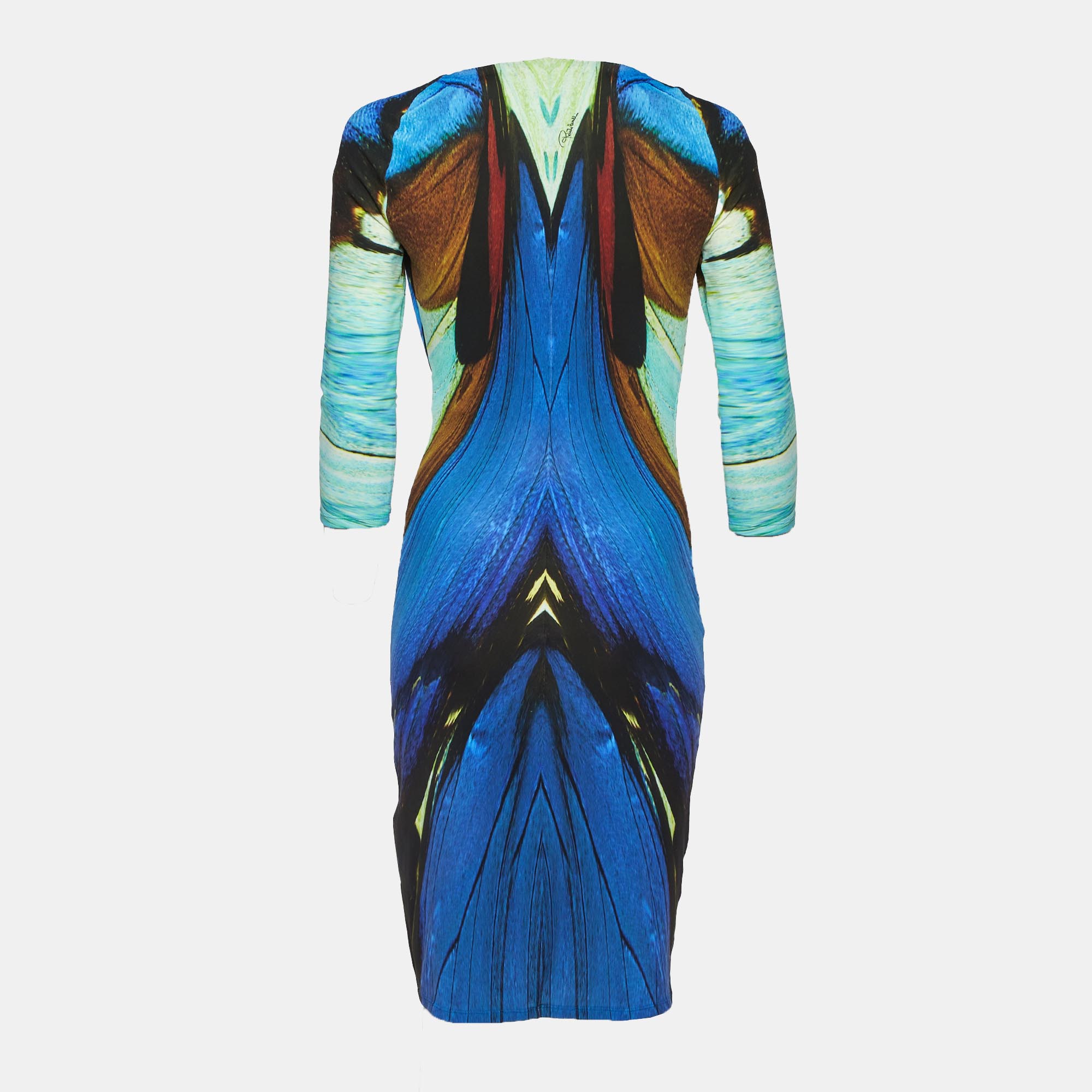 Roberto Cavalli Blue/Multicolor Printed Jersey Short Dress S