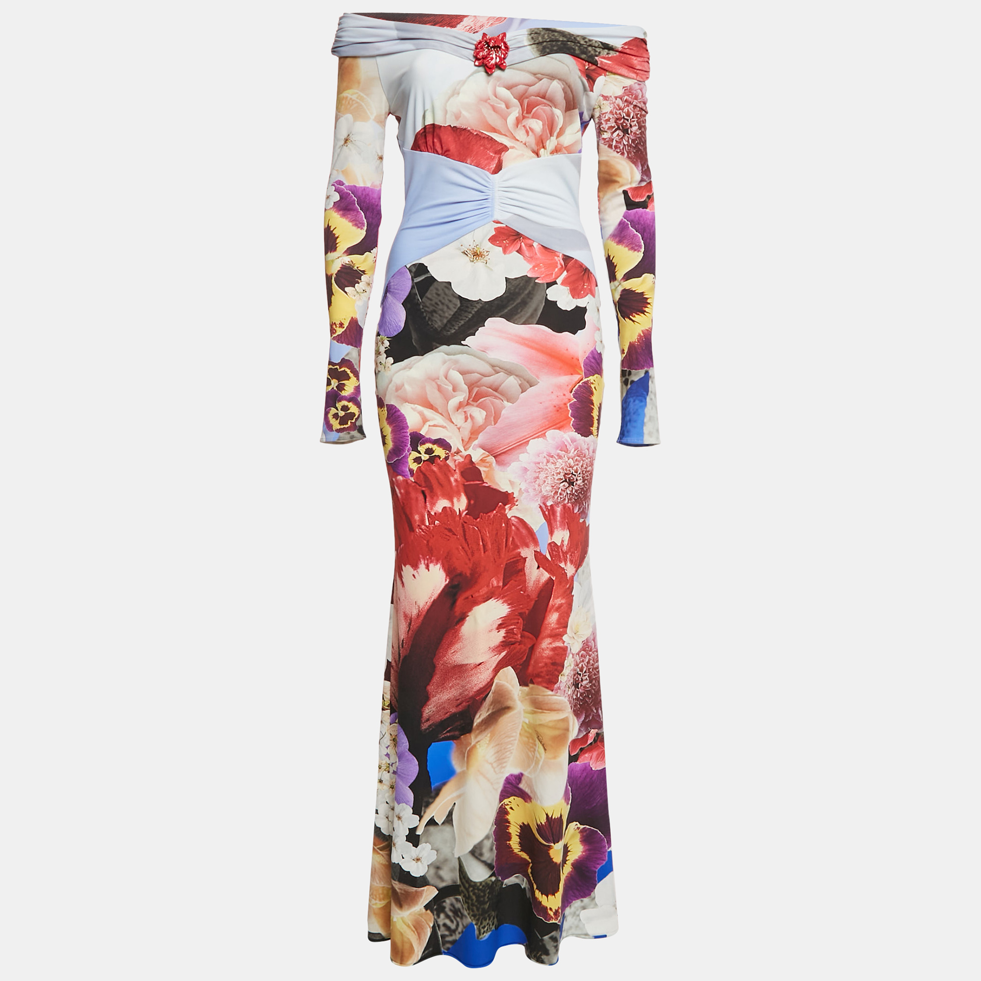 Roberto Cavalli Multicolor Floral Print Jersey Brooch Detail Maxi Dress S
Roberto Cavalli Multicolor Floral Print Jersey Brooch Detail Maxi Dress S