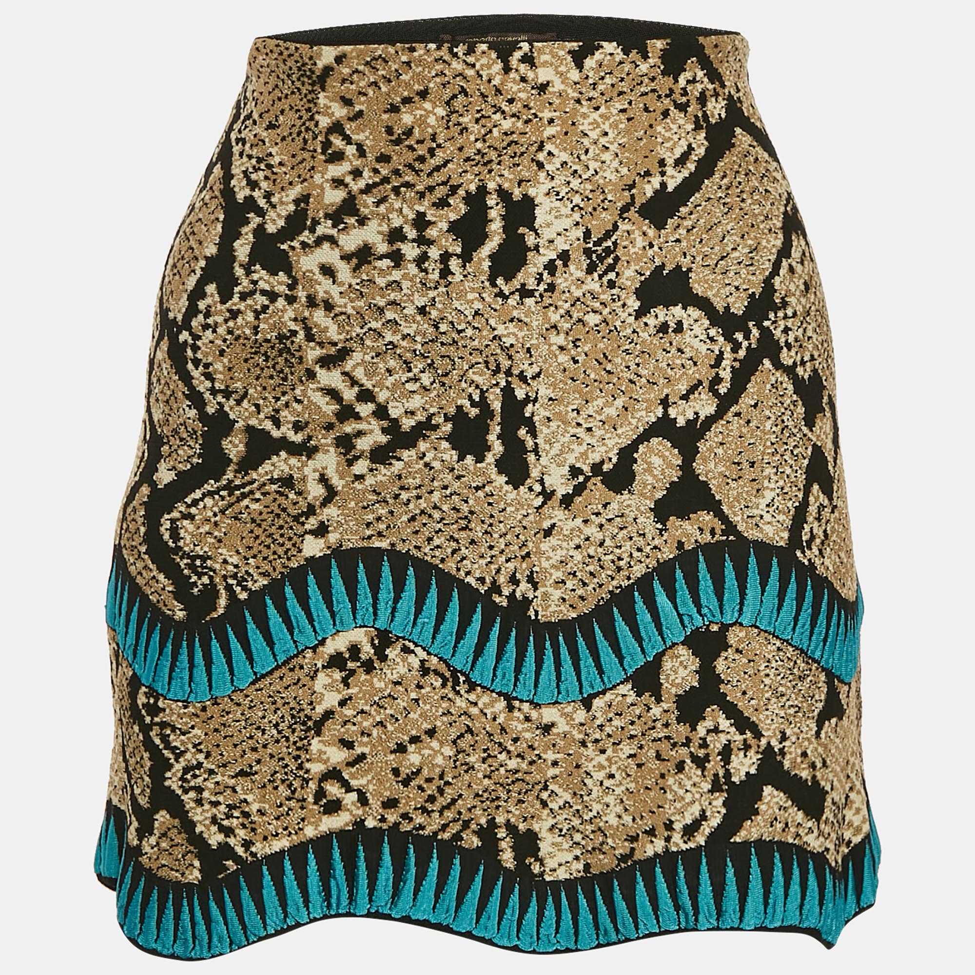 Roberto Cavalli Beige Snakeskin Pattern Stretch Knit Scallop Mini Skirt S, Brown
Roberto Cavalli Beige Snakeskin Pattern Stretch Knit Scallop Mini Skirt S, Brown