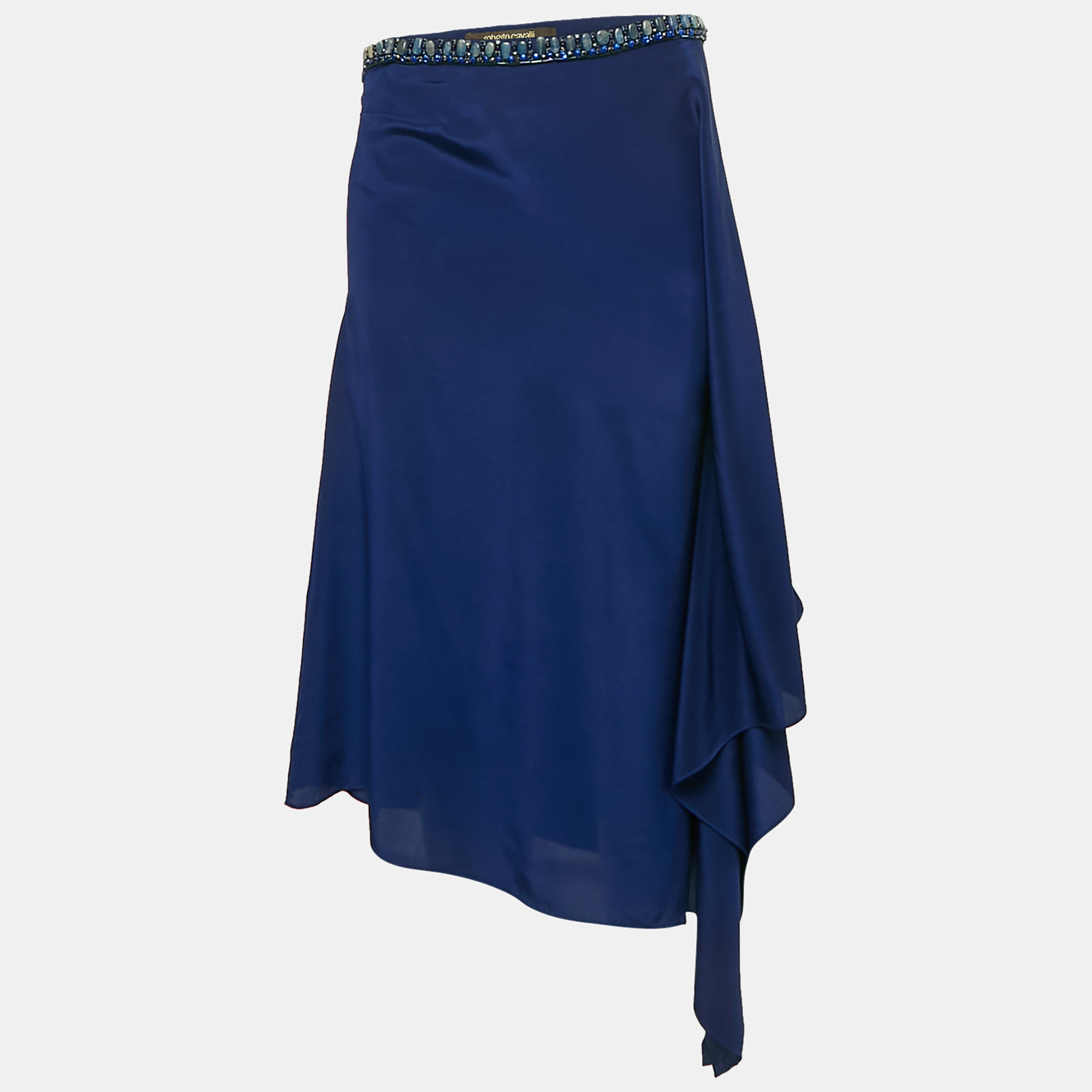 Roberto Cavalli Navy Blue Embellished Waist Silk Handkerchief Hem Skirt L
Roberto Cavalli Navy Blue Embellished Waist Silk Handkerchief Hem Skirt L
