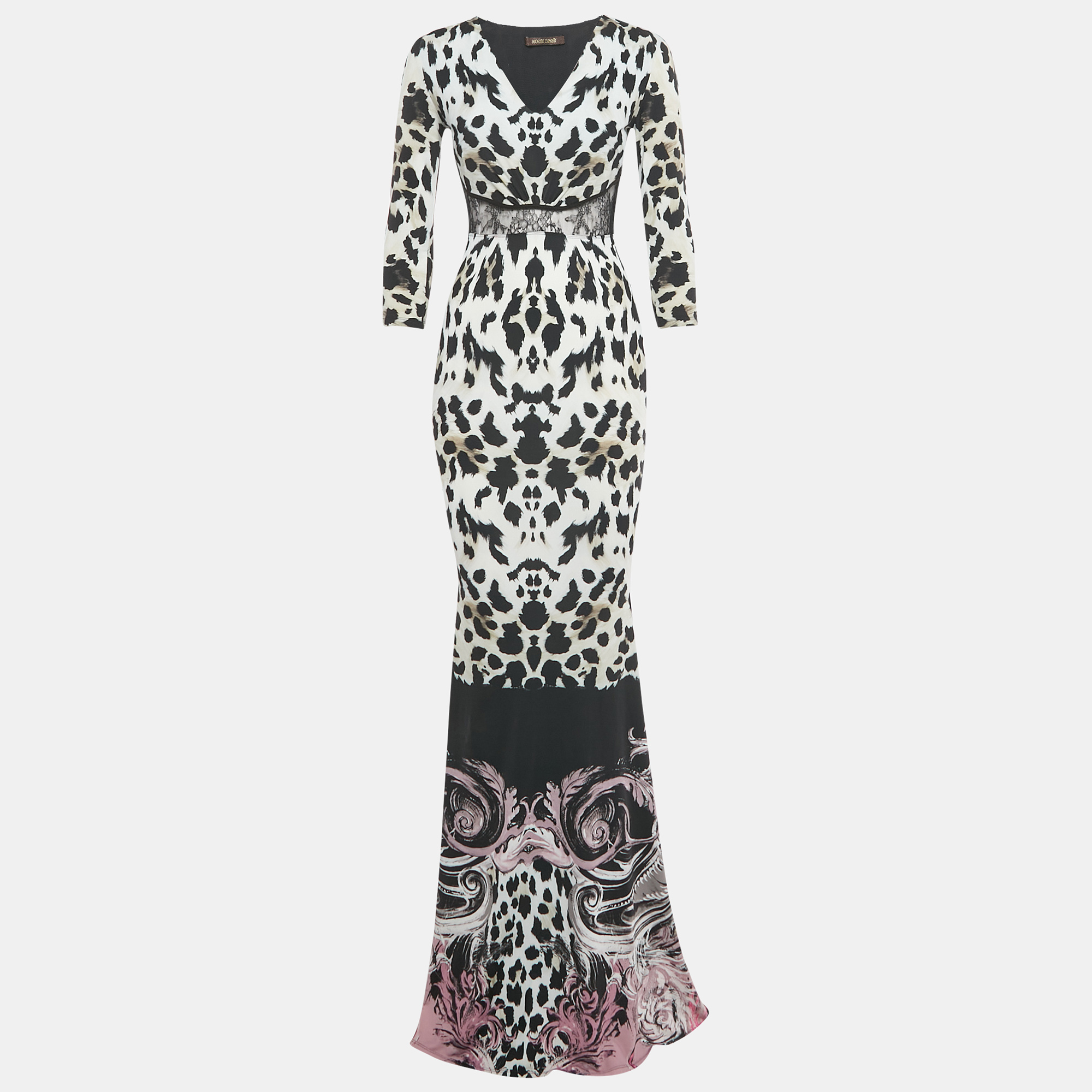 Roberto Cavalli Black /White Animal Print Lace Detail Jersey Maxi Dress S
Roberto Cavalli Black /White Animal Print Lace Detail Jersey Maxi Dress S