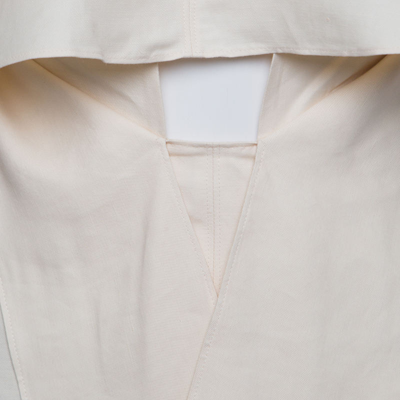 Roberto Cavalli Firenze Beige Linen Ruffled Front Tie Detail Sleeveless Top L