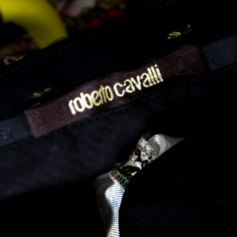 Roberto Cavalli Multicolor Floral And Bird Printed Silk Pants S