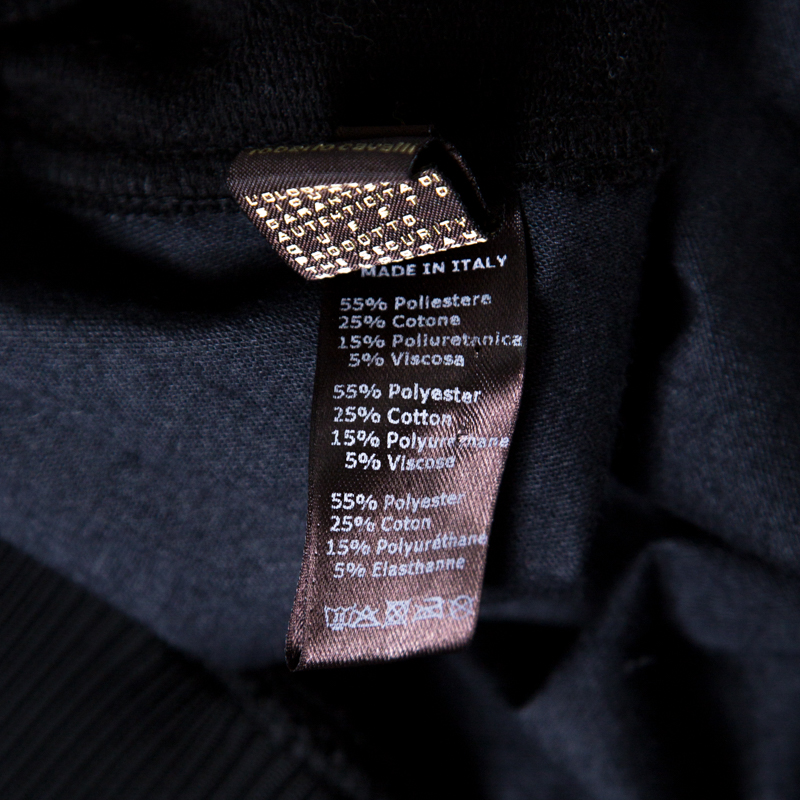 Roberto Cavalli Gym Faux Leather Detail Raglan Sleeve Sweatshirt S
