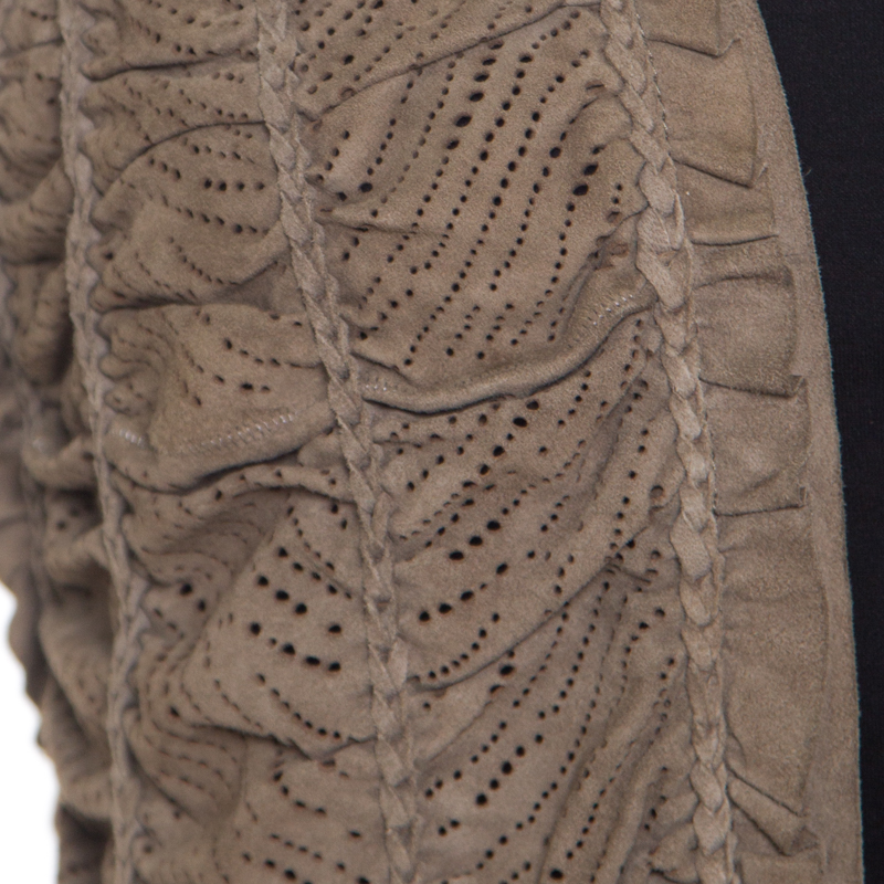 Roberto Cavalli Brown Suede Perforated Fringed Vest S