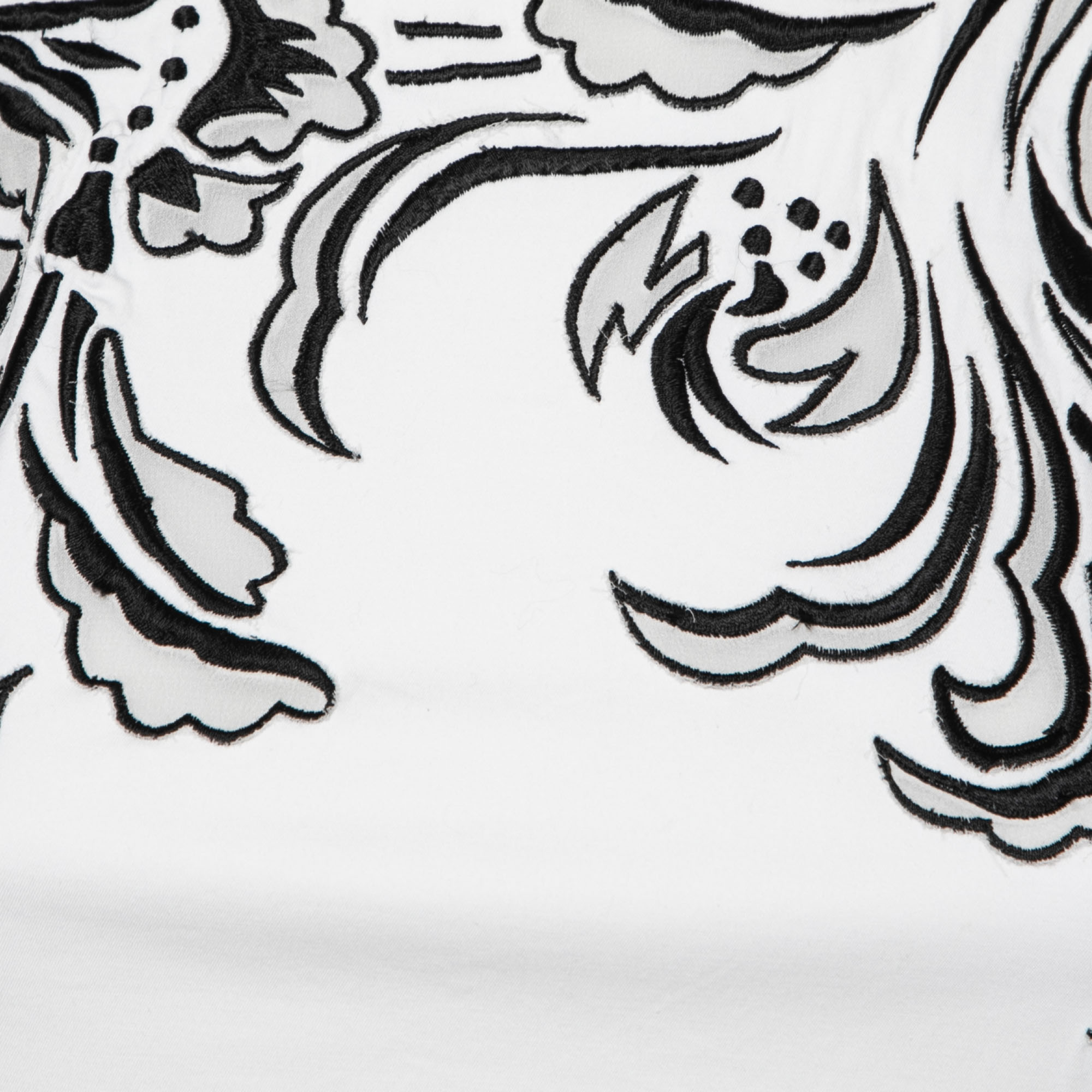 Roberto Cavalli White Cotton Poplin Contrast Embroidered Sleeveless Dress S